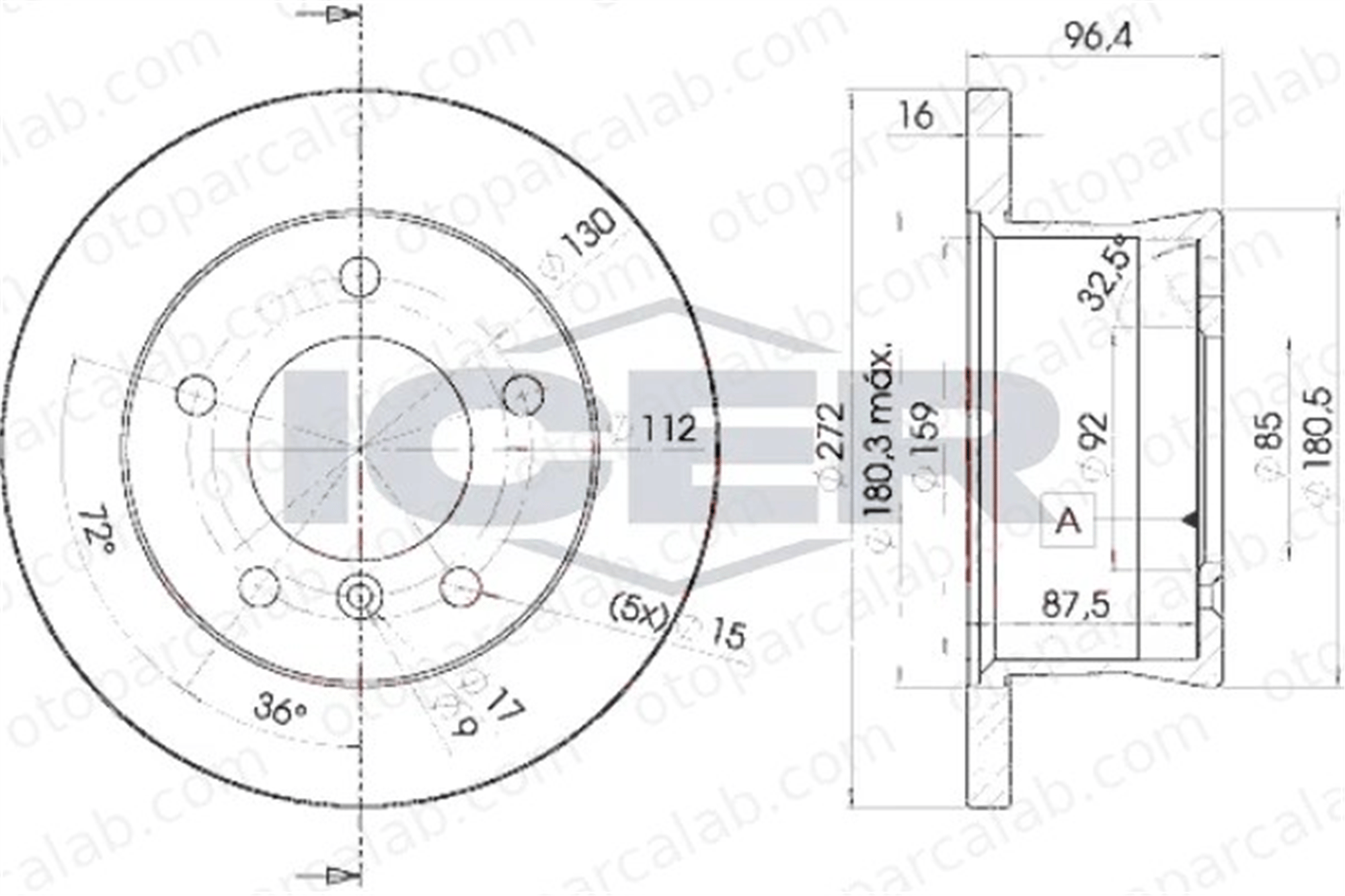 MAHER 03722 Fren Disk Ayna Arka Sağ ve Sol MERCEDES-BENZ G-SERISI PUCH G-MODELL 2D0615601A 5104562AA