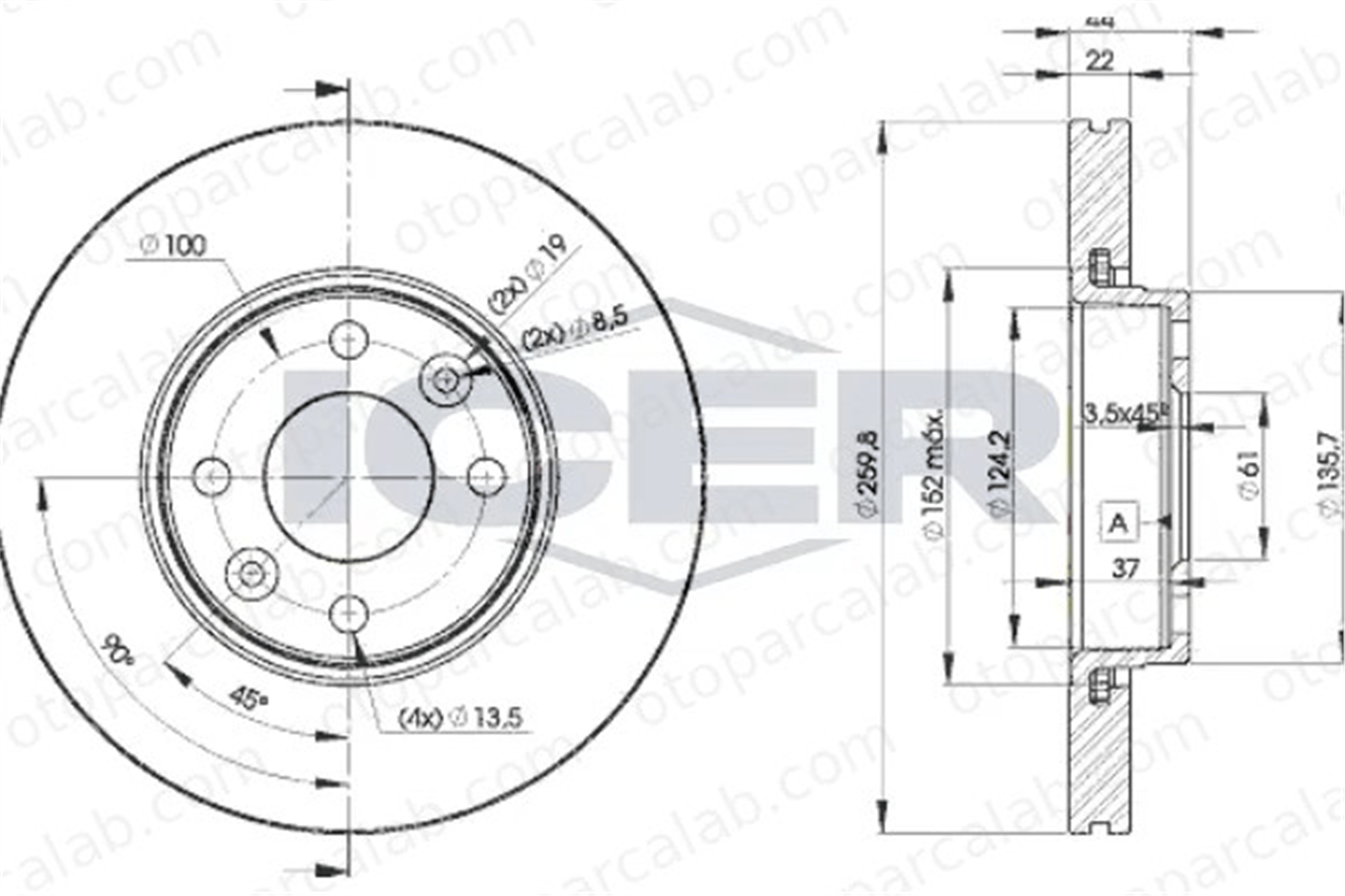 MAHER 03730 Fren Disk Ayna Ön Sağ ve Sol RENAULT CLIO III MODUS / GRAND MODUS 7701207795 7701207795SK1