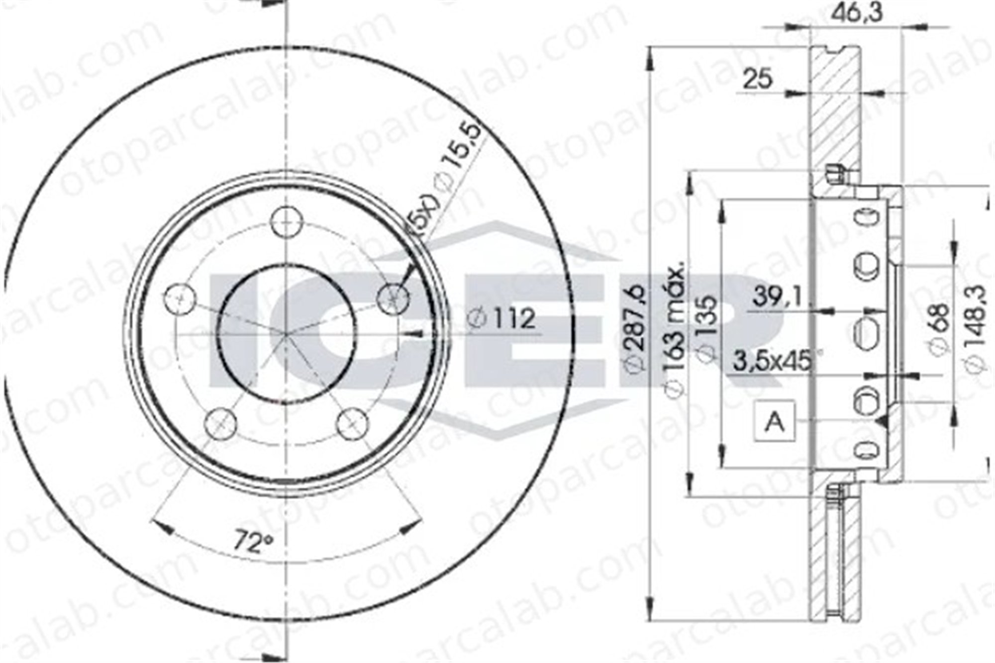 MAHER 03734 Fren Disk Ayna Ön Sağ ve Sol AUDI A6 C5 Avant A6 C5 4A0615301C 4A0615301D