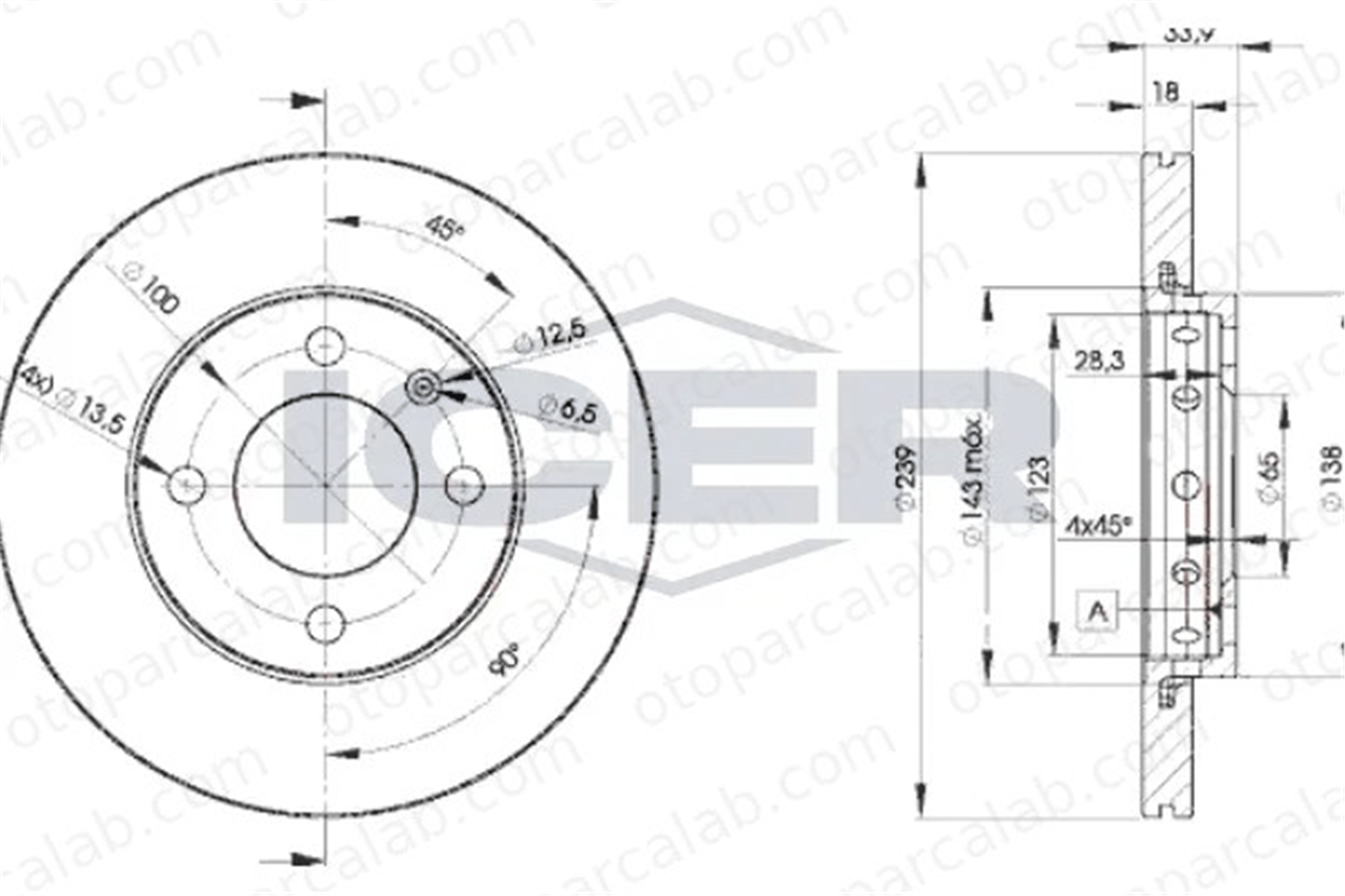 MAHER 03743 Fren Disk Ayna Ön Sağ ve Sol VW POLO III LUPO I 6N0615301F 6N0615301C
