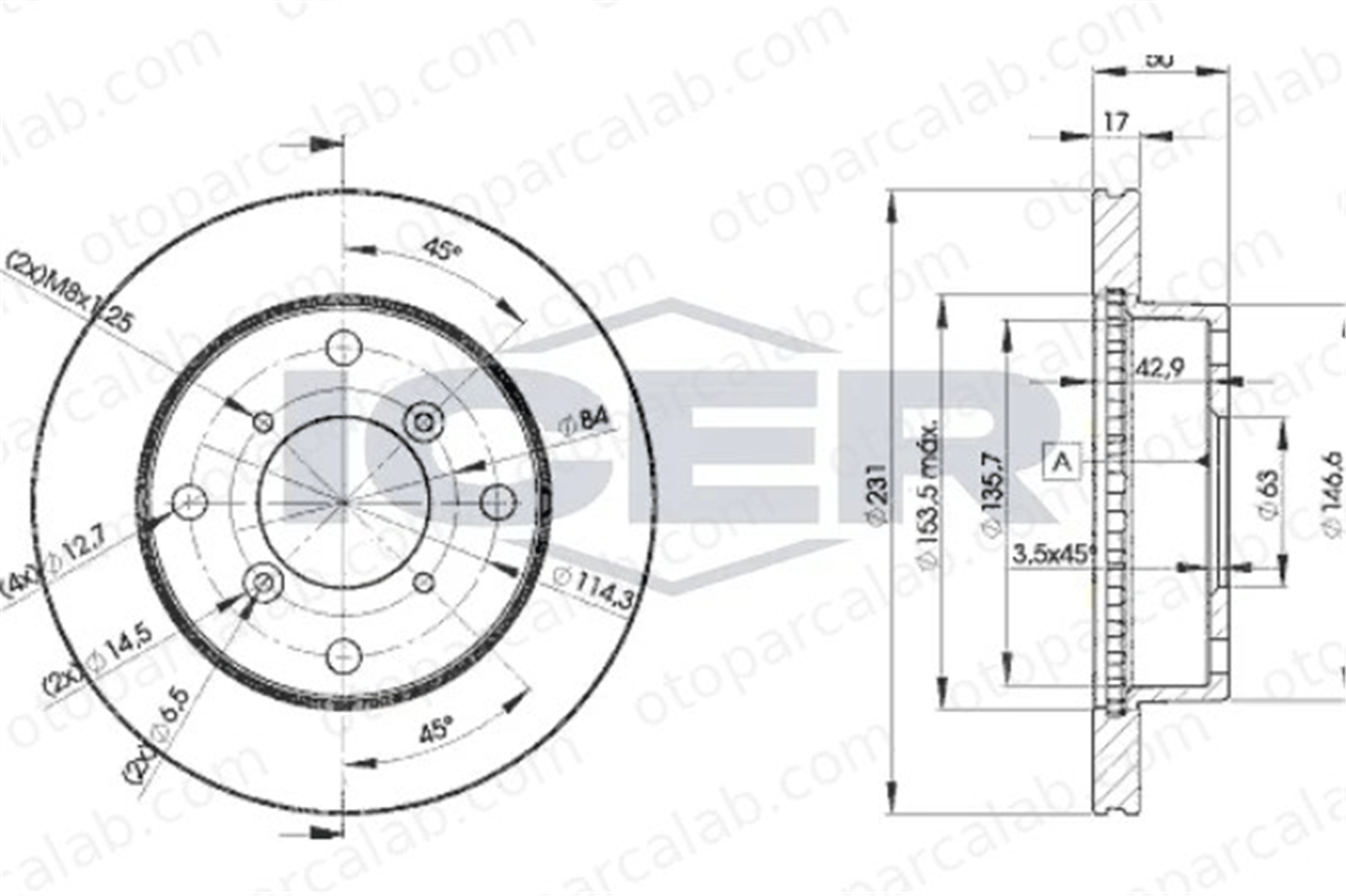 MAHER 03773 Fren Disk Ayna Ön Sağ ve Sol SUZUKI SWIFT II Hatchback SUBARU JUSTY II 5531160B30 5531160B20