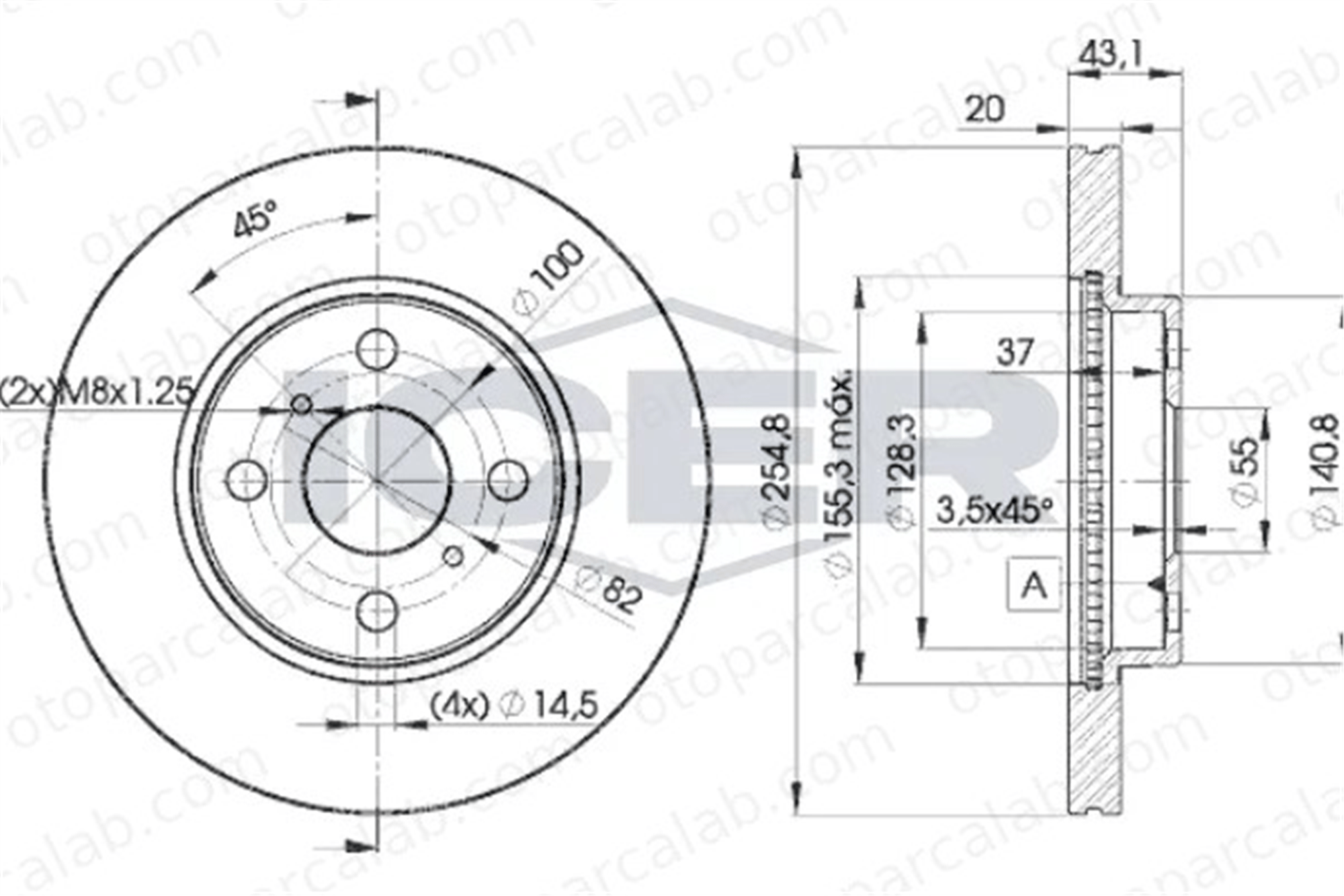 MAHER 03796 Fren Disk Ayna Ön Sağ ve Sol TOYOTA YARIS YARIS VERSO 4351252040 435120D050