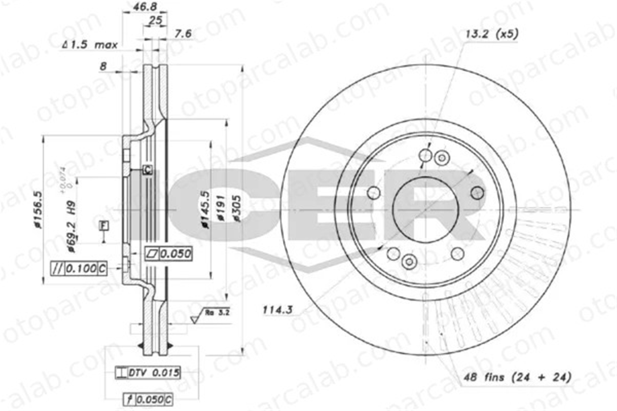 MAHER 15080 Fren Disk Ayna Ön Sağ ve Sol HYUNDAI TUCSON KIA SPORTAGE IV 51712D7000 51712C1000