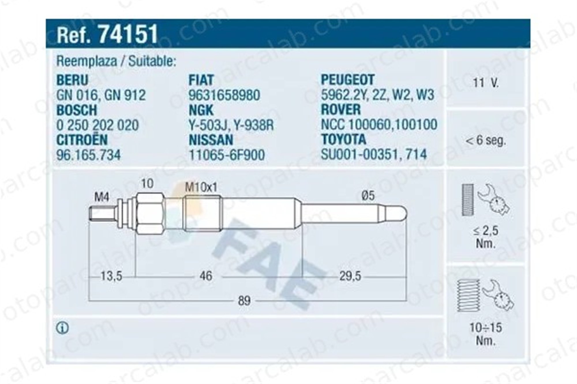 MAHER 30183 Isıtma Bujisi CITROËN BERLINGO / BERLINGO FIRST MPV SAXO 596069 5960F6