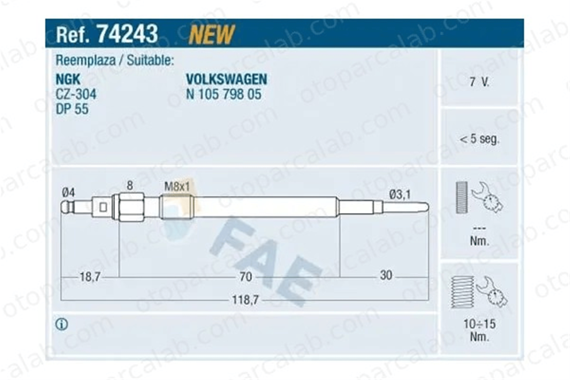 MAHER 30232 Isıtma Bujisi VW PASSAT B6 Variant AUDI A4 B7 N10579805 MN980406