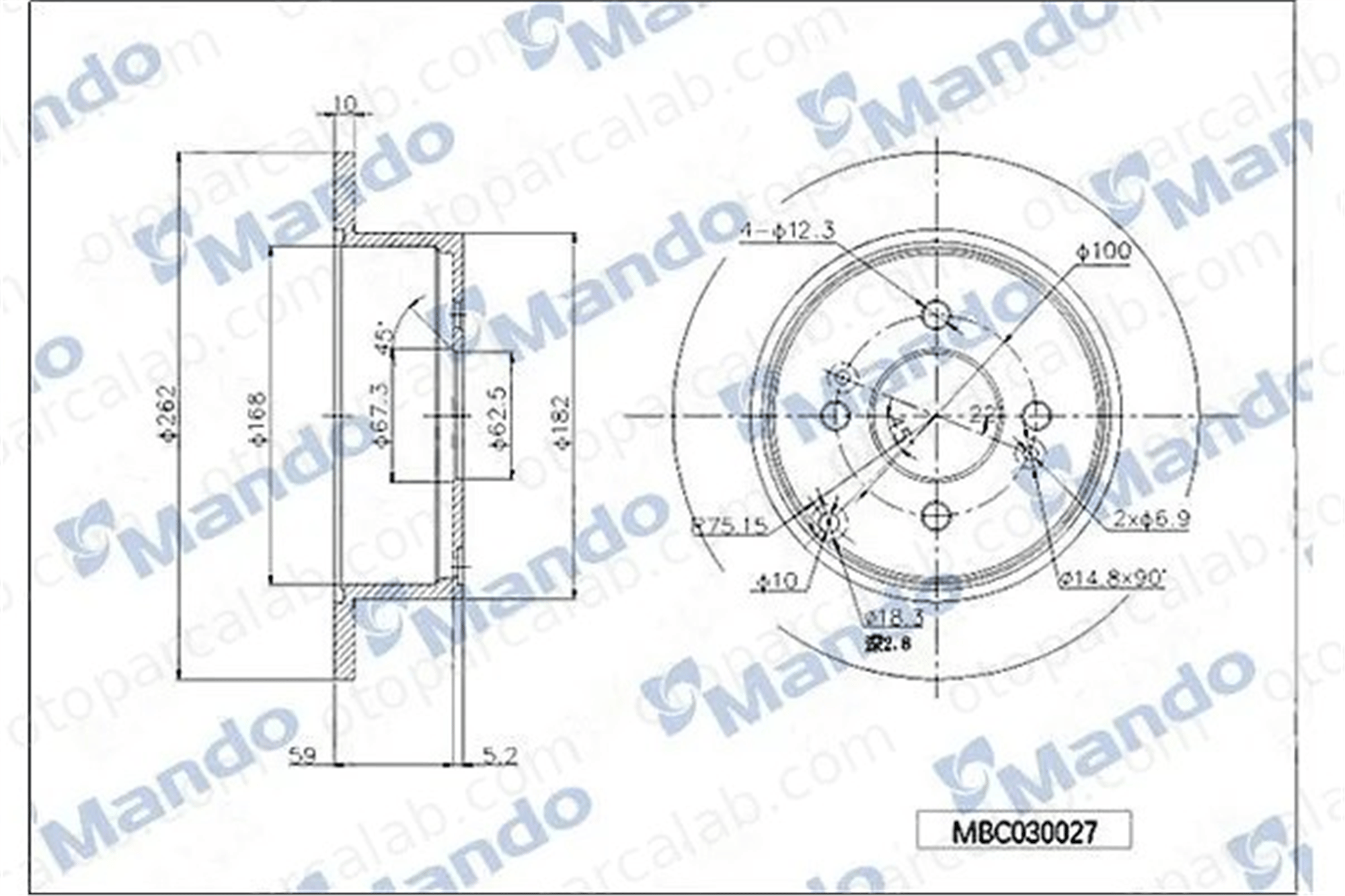 MANDO MBC030027 Fren Disk Ayna Arka Sağ ve Sol HYUNDAI i20 I GETZ 584111C800 584111G300