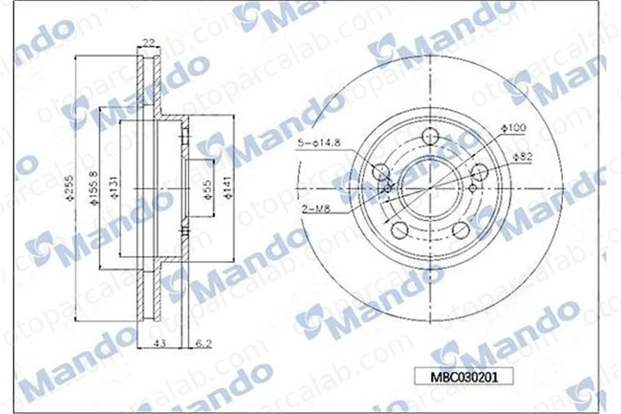 MANDO MBC030201 Fren Disk Ayna Ön Sağ ve Sol TOYOTA AVENSIS Sedan AVENSIS Station wagon 4351247030