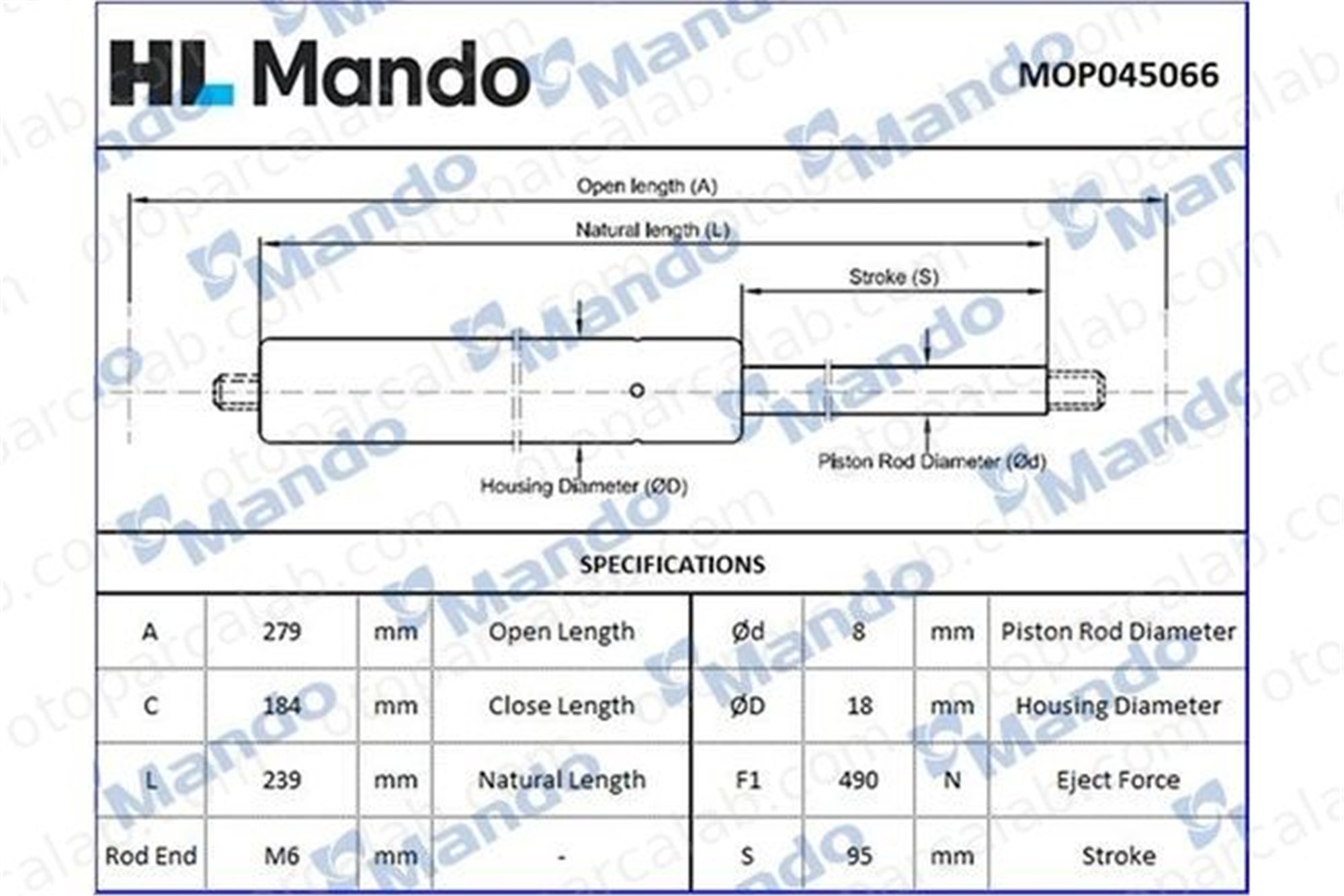 MANDO MOP045066 Bagaj Amortisörü Sağ veya Sol AUDI A4 B5 VW PASSAT B5 MOP045066 8D5827550F