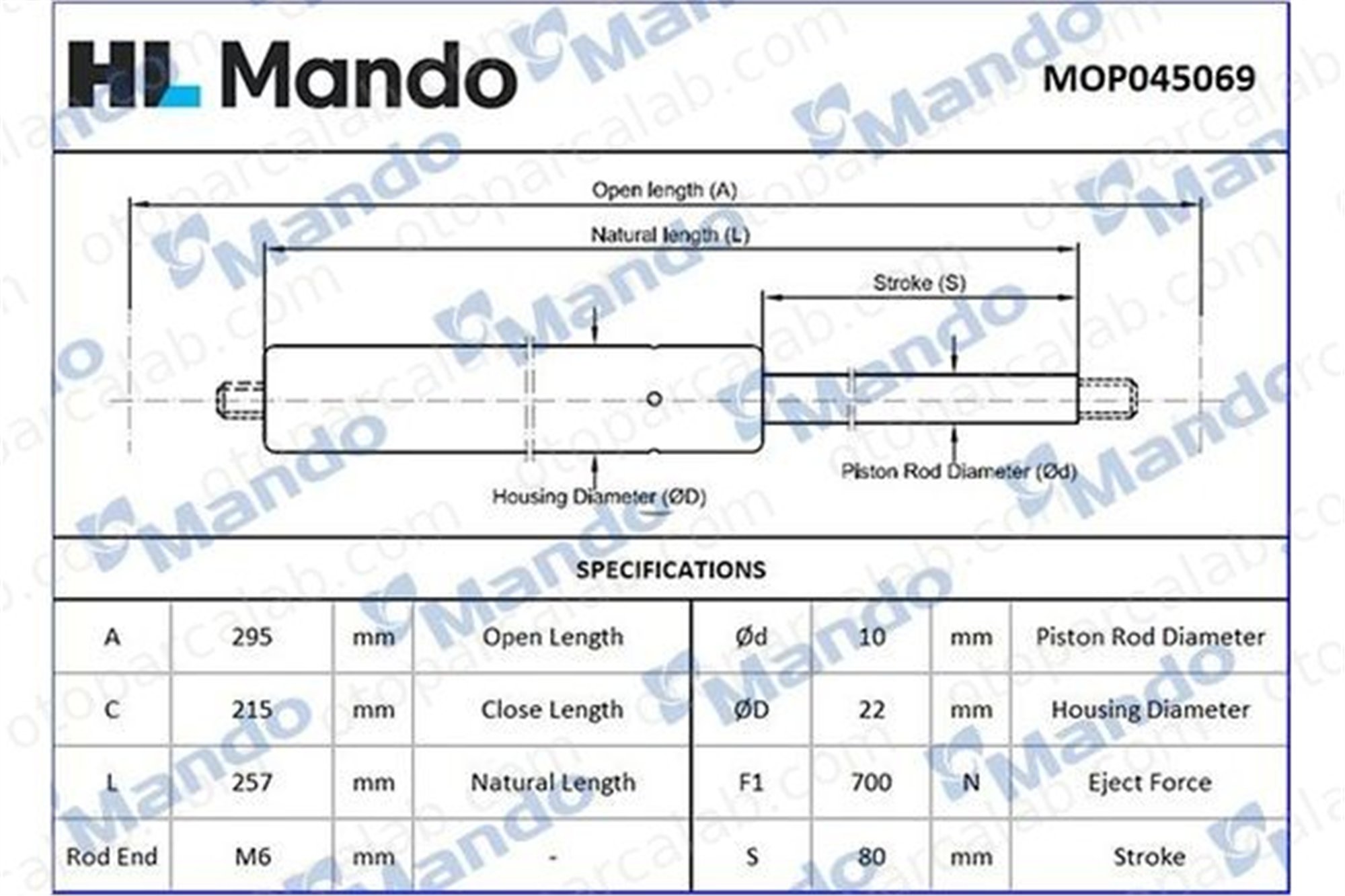 MANDO MOP045069 Bagaj Amortisörü Sağ veya Sol AUDI A4 B7 SEAT EXEO MOP045069 8E5827552B