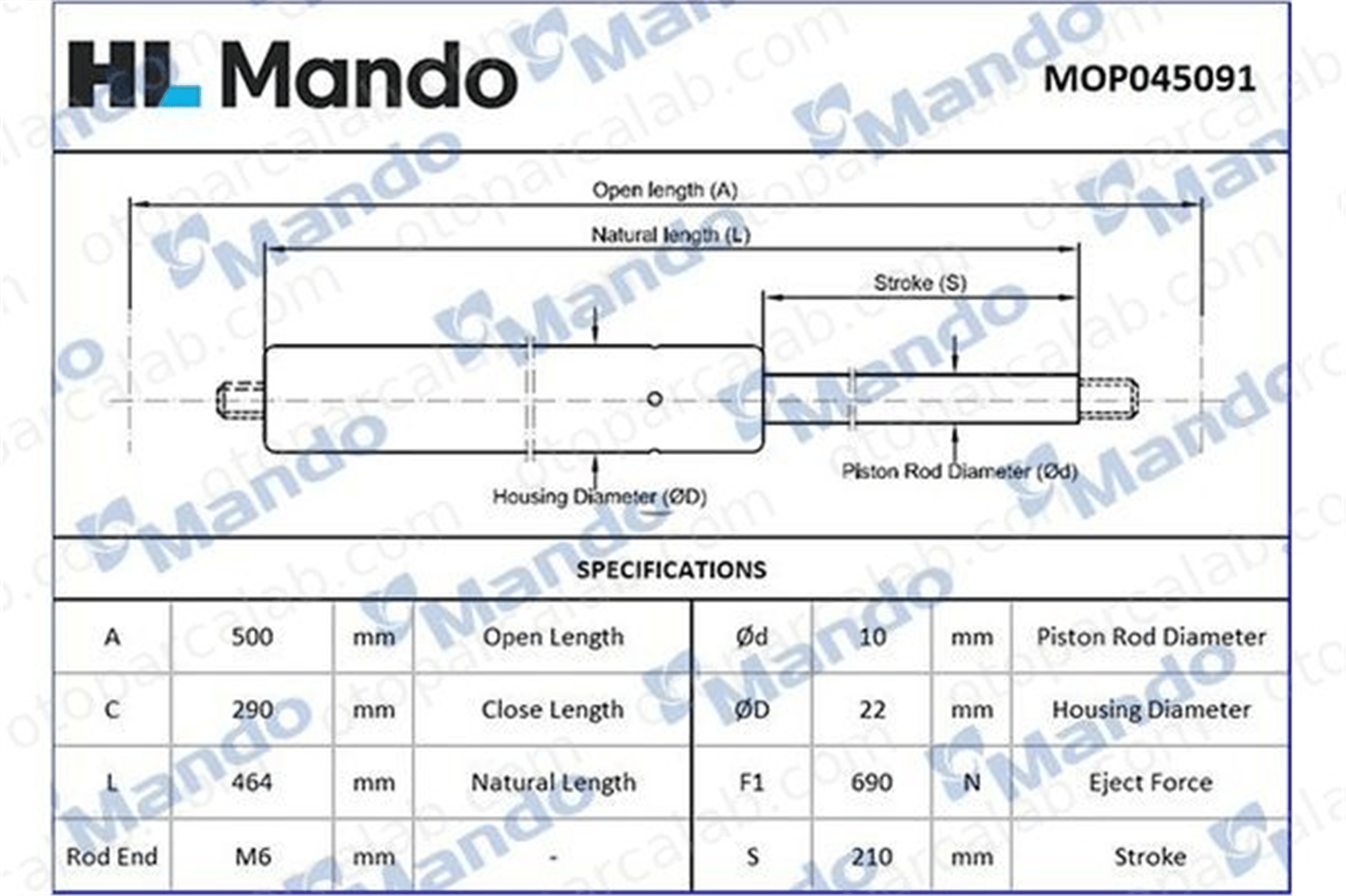 MANDO MOP045091 Bagaj Amortisörü Sağ veya Sol AUDI A6 C5 Avant MOP045091 4B9827552E