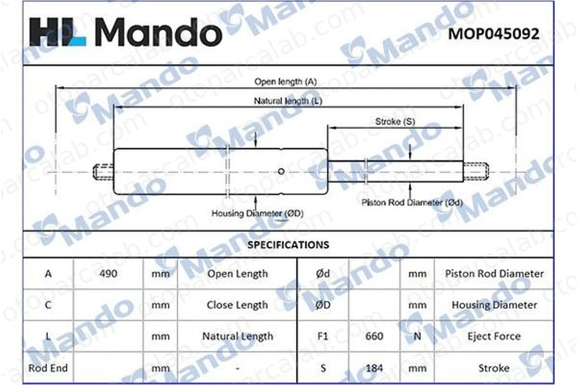 MANDO MOP045092 Bagaj Amortisörü Sağ veya Sol AUDI A6 C6 Avant A6 Allroad C6 MOP045092 4F9827552C