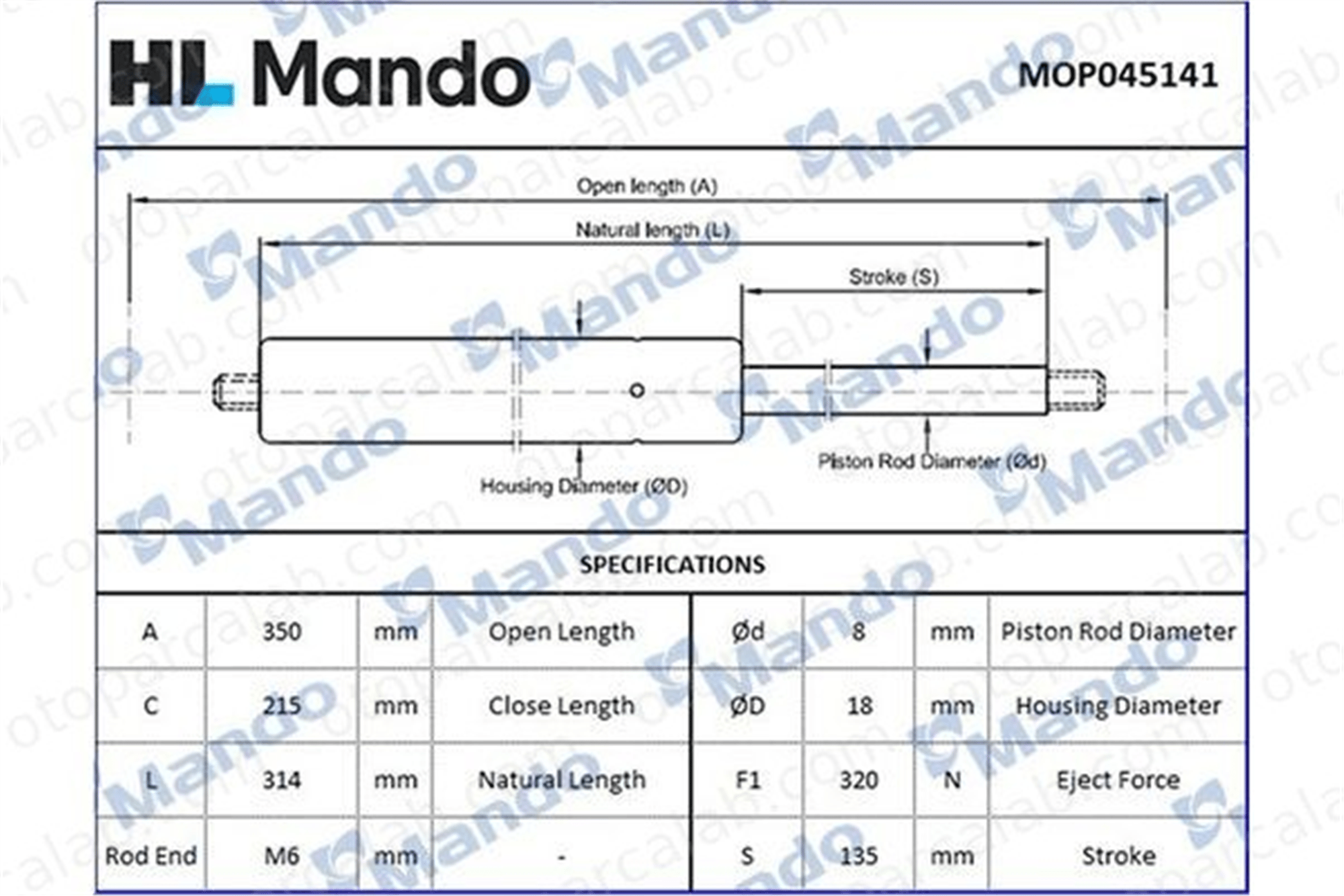 MANDO MOP045141 Bagaj Amortisörü Sağ veya Sol BMW 3 3 Coupe MOP045141 51244212802
