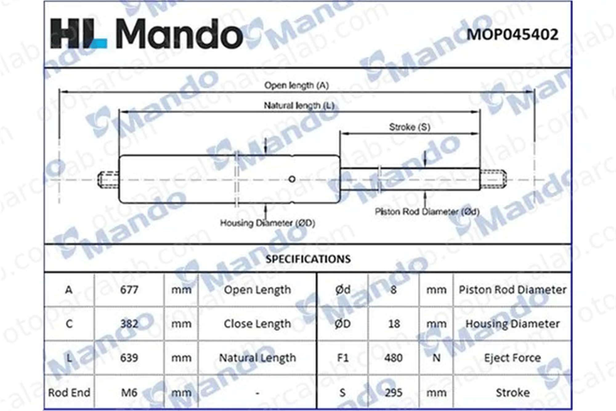 MANDO MOP045402 Bagaj Amortisörü Sağ veya Sol FORD TOURNEO CONNECT TRANSIT CONNECT MOP045402 4378216