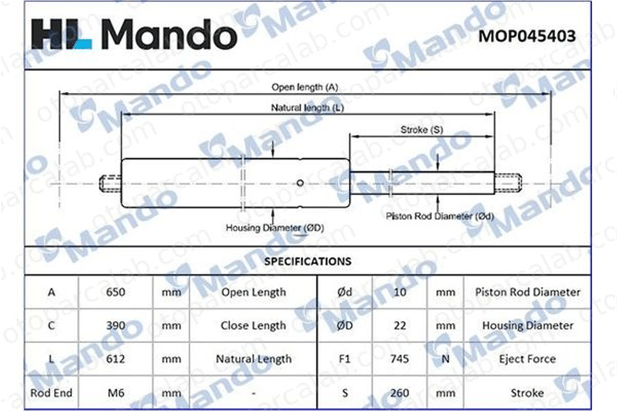 MANDO MOP045403 Bagaj Amortisörü Sağ veya Sol FORD TRANSIT CUSTOM V362 Minibüs/Otobüs TRANSIT CUSTOM V362 Panelvan/Van MOP045403 1786750