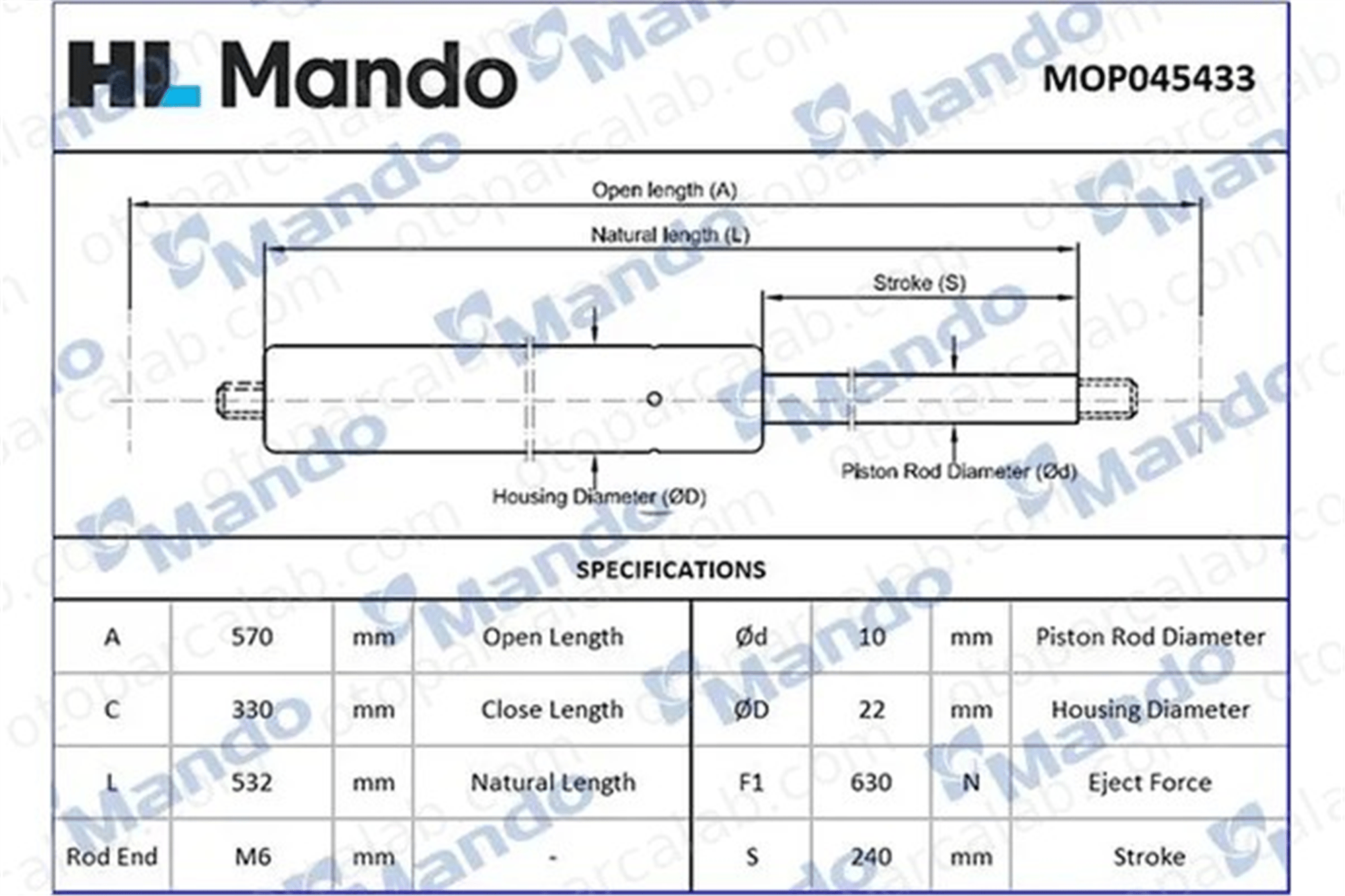 MANDO MOP045433 Bagaj Amortisörü Sağ veya Sol HYUNDAI TRAJET TRAJET Kasa/büyük limuzin MOP045433 817713A000