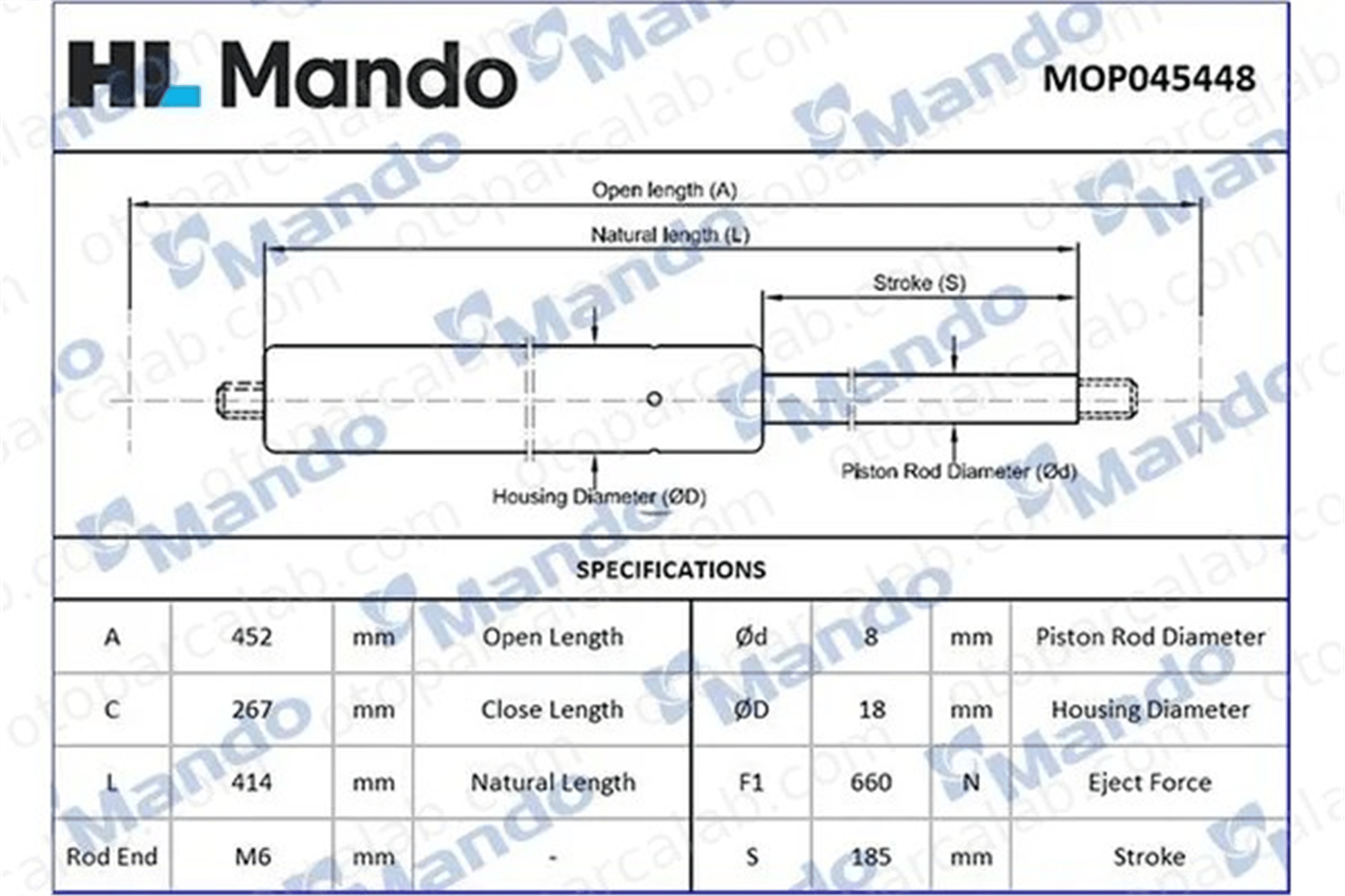 MANDO MOP045448 Bagaj Amortisörü Sağ veya Sol HYUNDAI SANTA FÉ II SANTA FÉ II Kasa/SUV MOP045448 817702B000