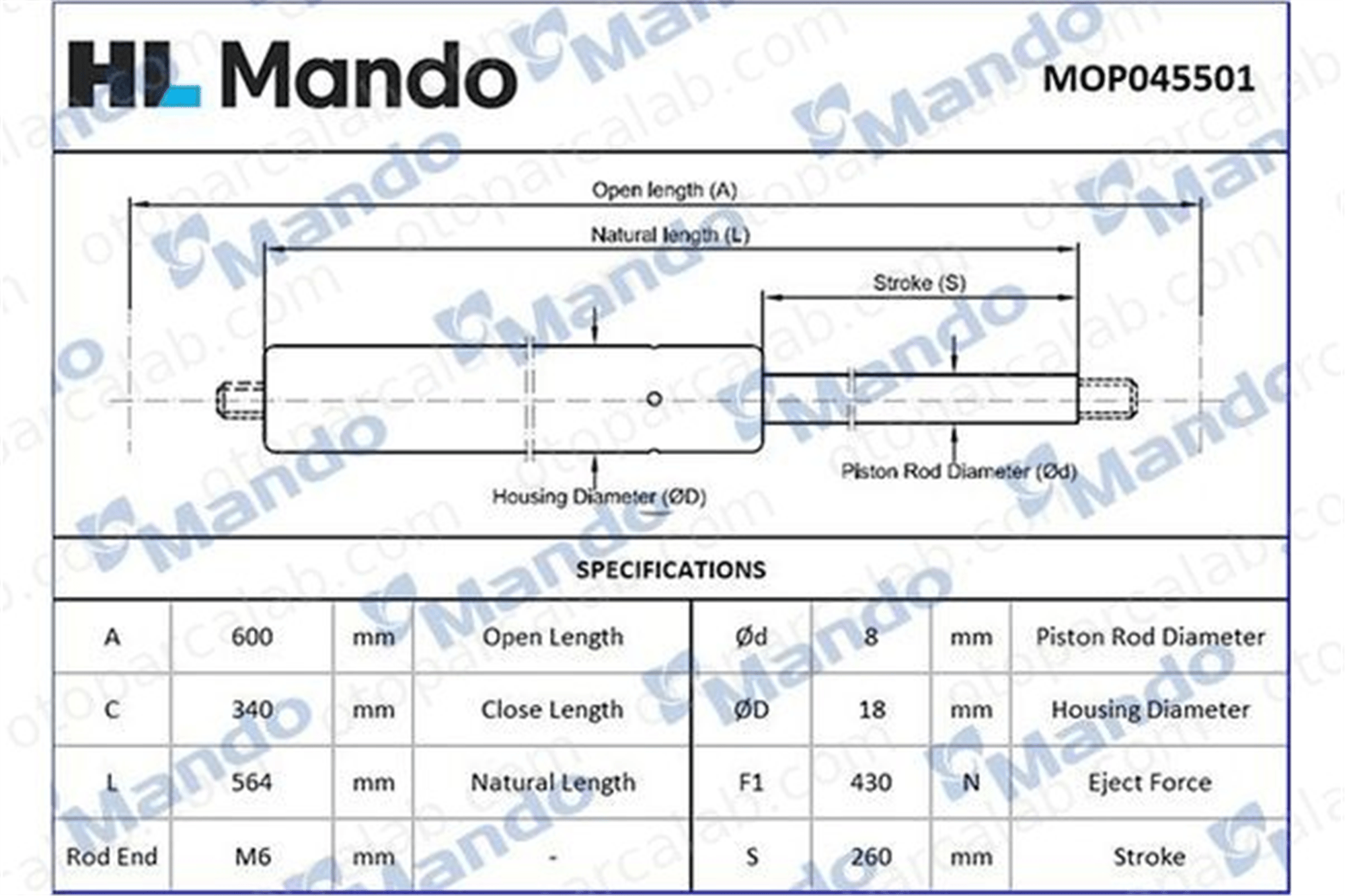 MANDO MOP045501 Bagaj Amortisörü Sağ veya Sol LADA 111 NADESCHDA MOP045501 211108231015