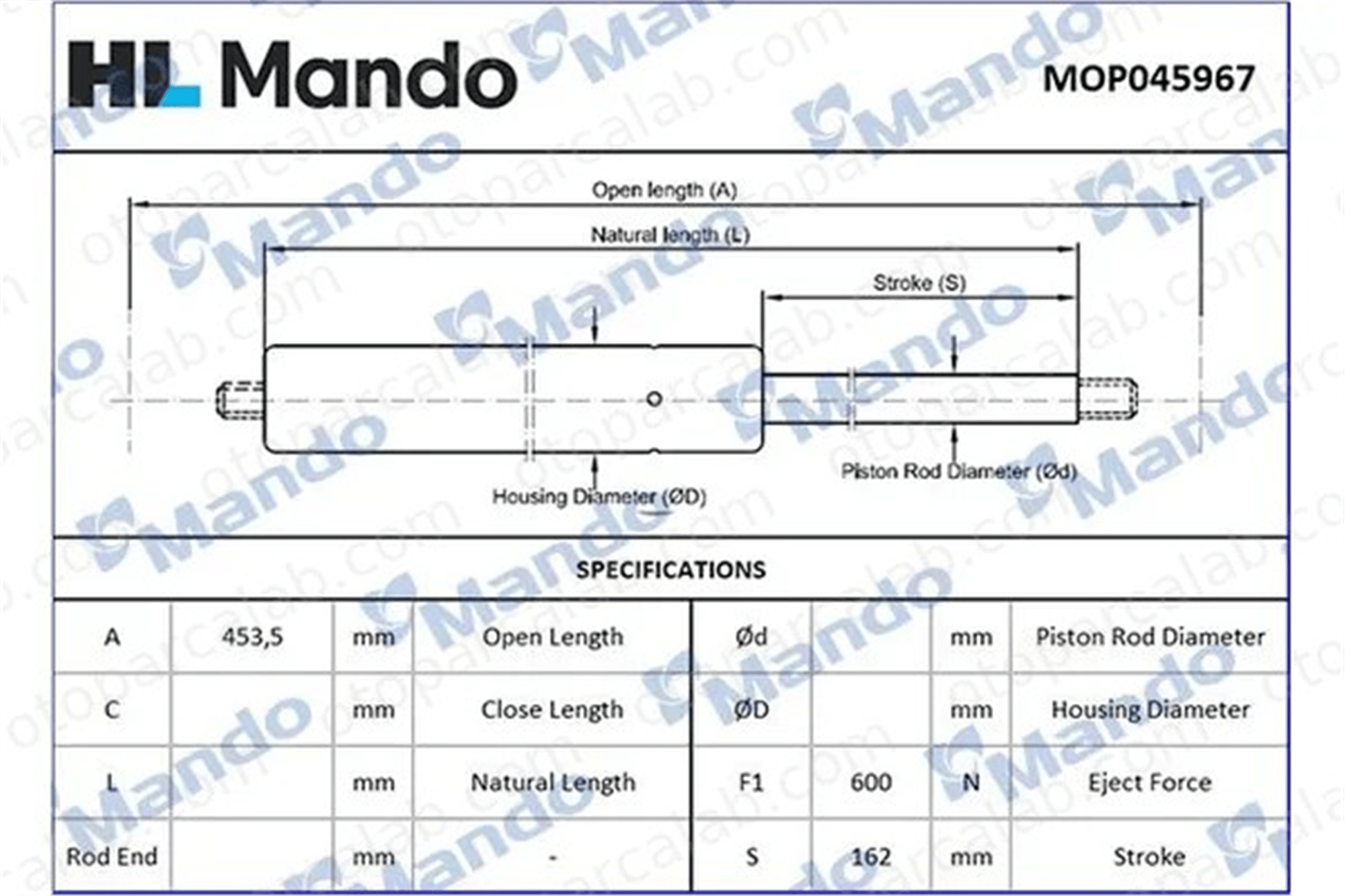 MANDO MOP045967 Bagaj Amortisörü Sağ veya Sol TOYOTA AVENSIS Station wagon MOP045967 6895005050