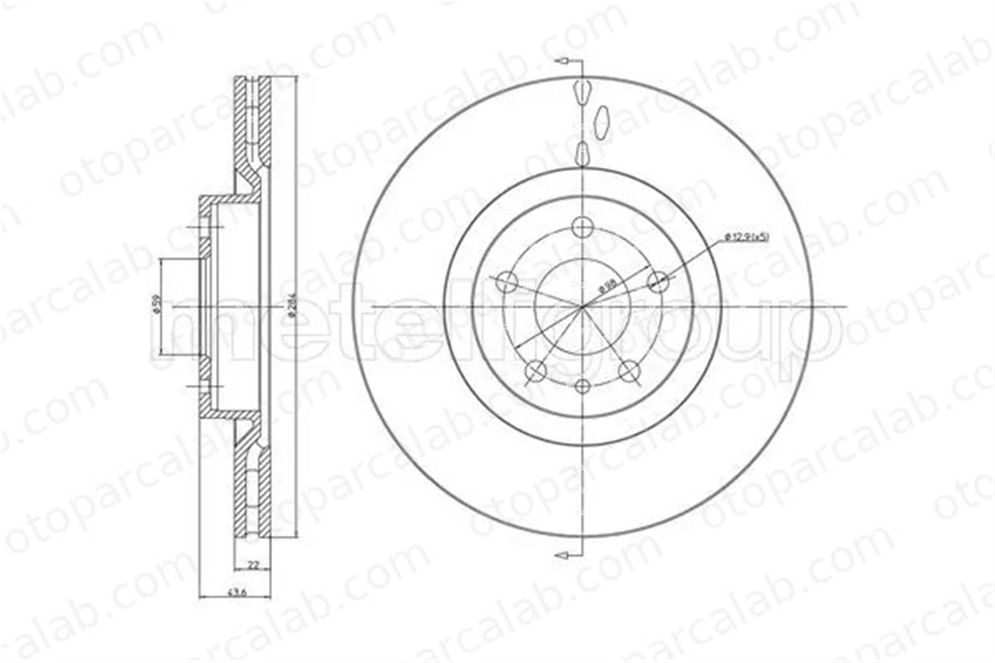 METELLI 23-0183C Fren Disk Ayna Ön Sağ ve Sol ALFA ROMEO 156 Sportwagon 156 16410220230 60801722