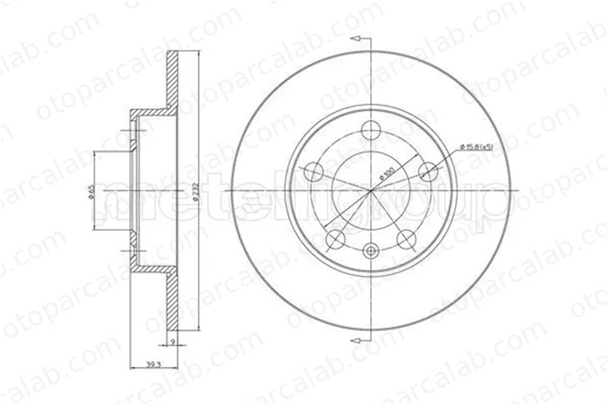 METELLI 23-0366C Fren Disk Ayna Arka Sağ ve Sol SEAT IBIZA IV SC VW POLO V 1J0615601N 1J0615601