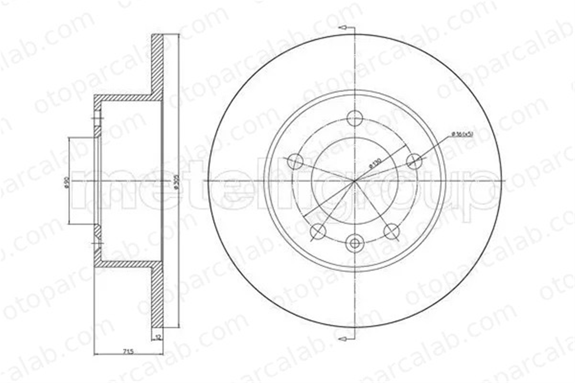 METELLI 23-1287C Fren Disk Ayna Arka Sağ ve Sol RENAULT MASTER III Panelvan/Van MASTER III Platform şasi 4320600Q0A 4419362