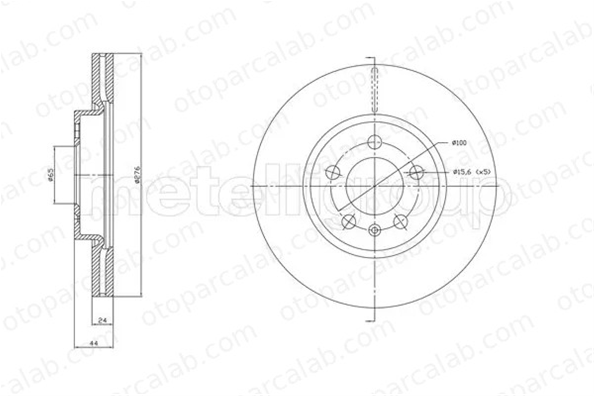 METELLI 23-1842C Fren Disk Ayna Ön Sağ ve Sol SEAT IBIZA V VW POLO VI 2Q0615301H 2QB615301E