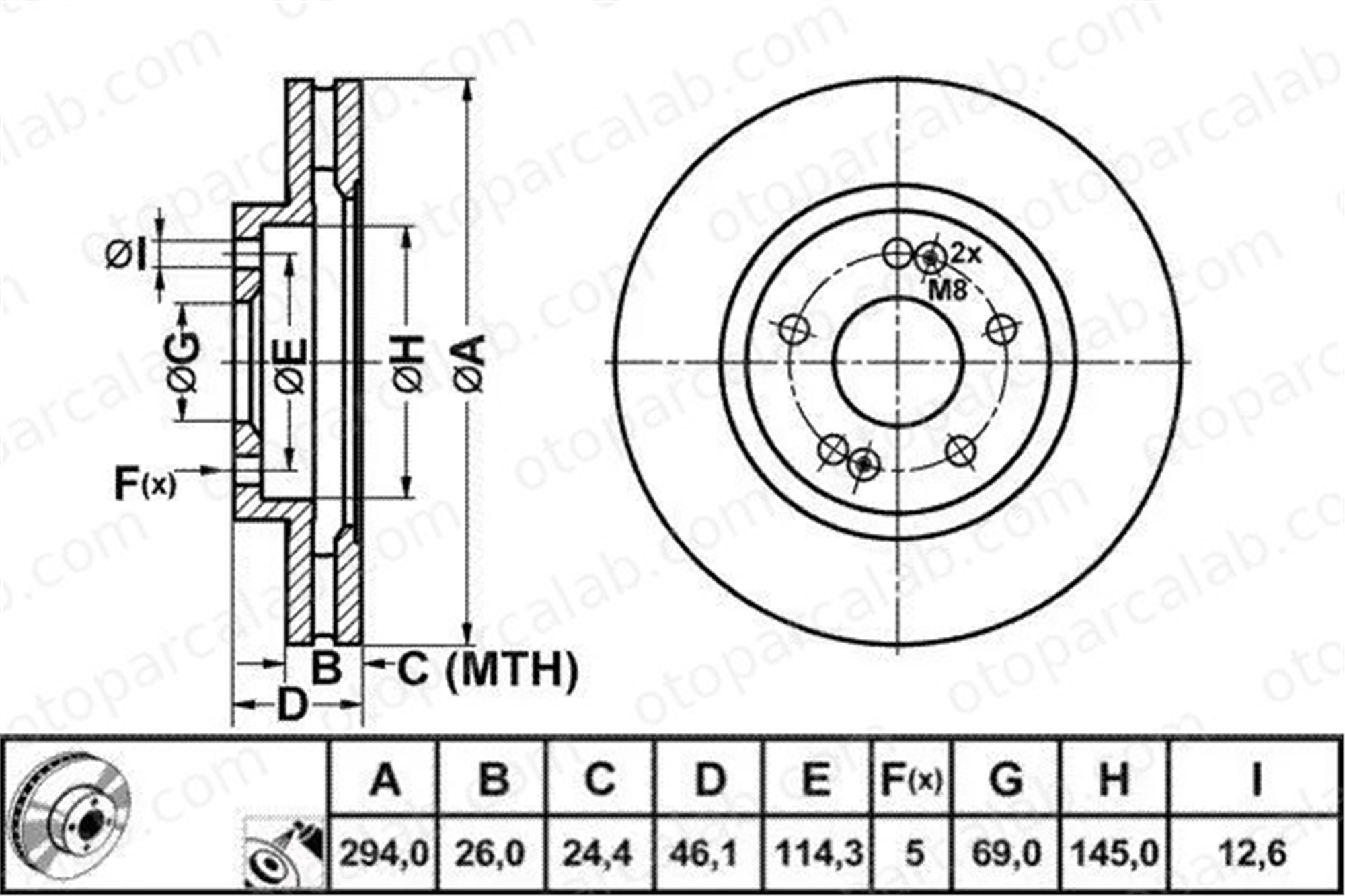 MGA 50377 Fren Disk Ayna Ön Sağ ve Sol HYUNDAI SANTA FÉ I 5171226100