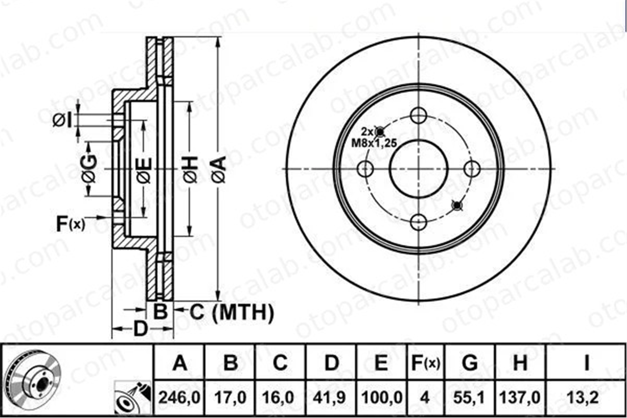 MGA 50390 Fren Disk Ayna Ön Sağ ve Sol DAIHATSU COPEN SIRION 4351297402 4351297402000