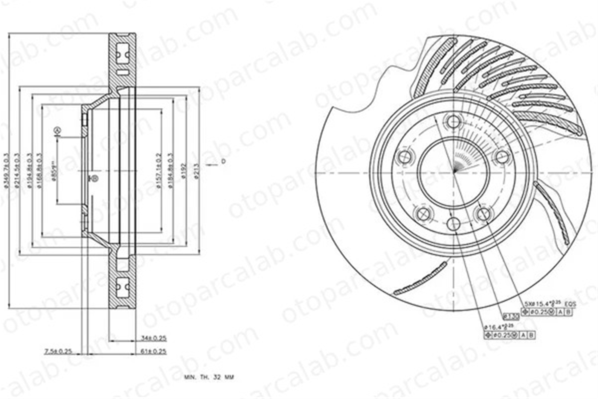 MGA 50424 Fren Disk Ayna Ön Sağ PORSCHE CAYENNE AUDI Q7 7L8615302 7L6615302E