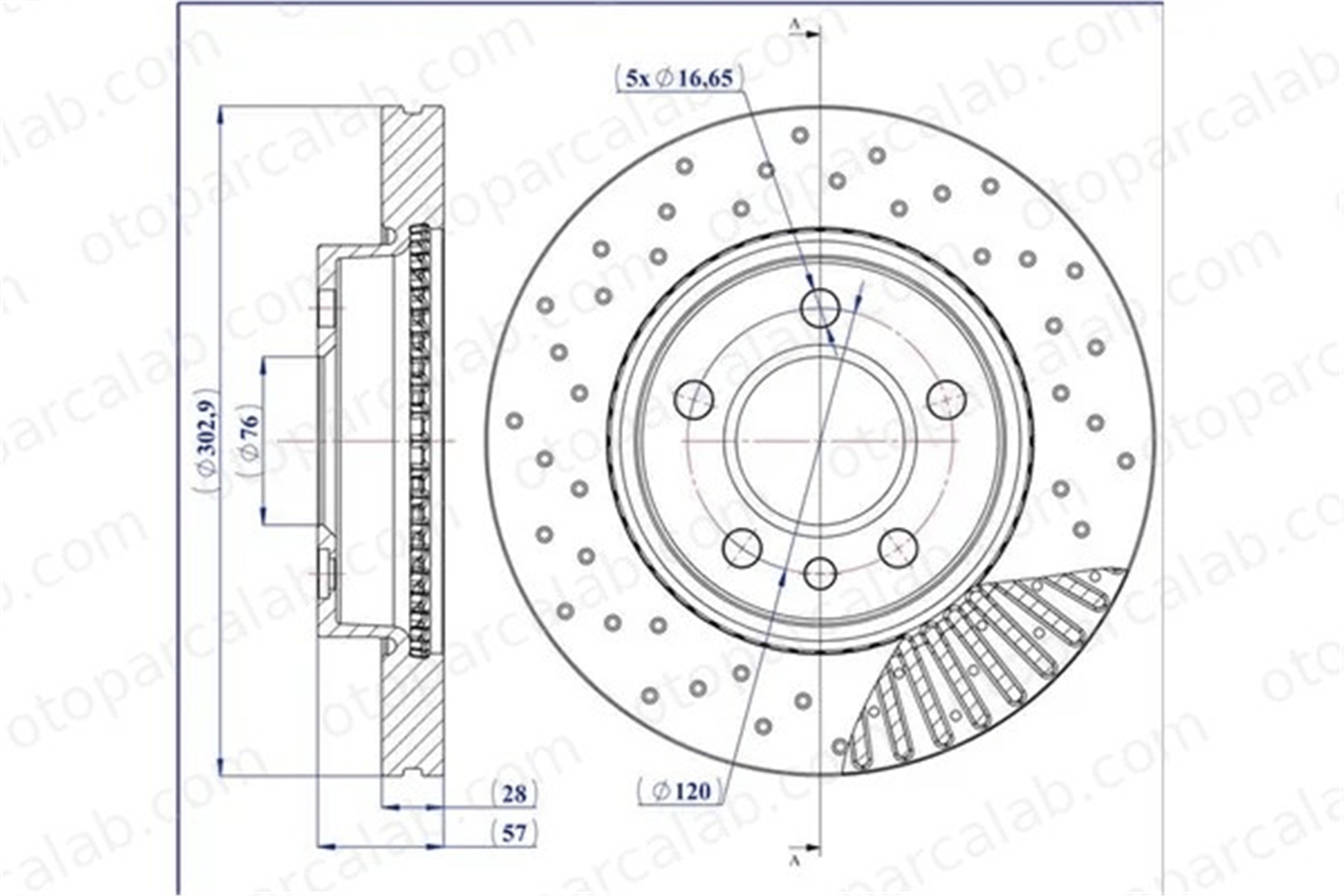 MGA 50426PC Fren Disk Ayna Ön Sağ ve Sol VW AMAROK AMAROK Platform şasi 2H0615301A 2H0615301D
