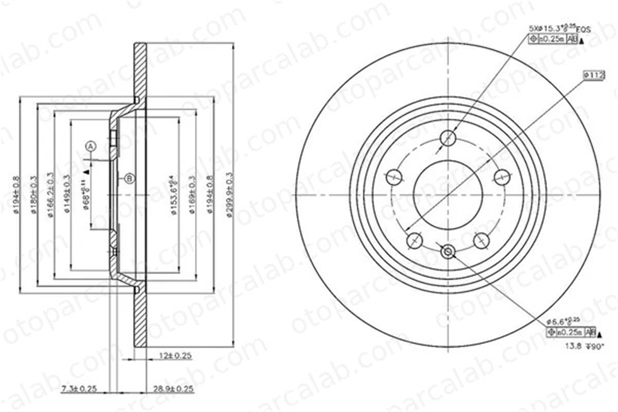 MGA 50435 Fren Disk Ayna Arka Sağ ve Sol AUDI A5 A5 Sportback 8K0615601B 80A615601B