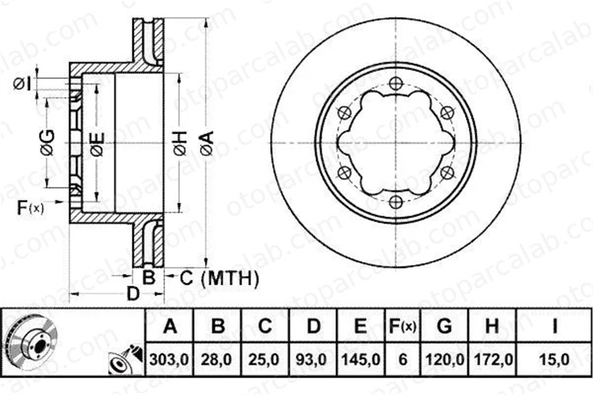 MGA 50451 Fren Disk Ayna Arka Sağ ve Sol MERCEDES-BENZ SPRINTER 5-t Platform şasi SPRINTER 5-t Panelvan/Van 2E0615601 9064230112