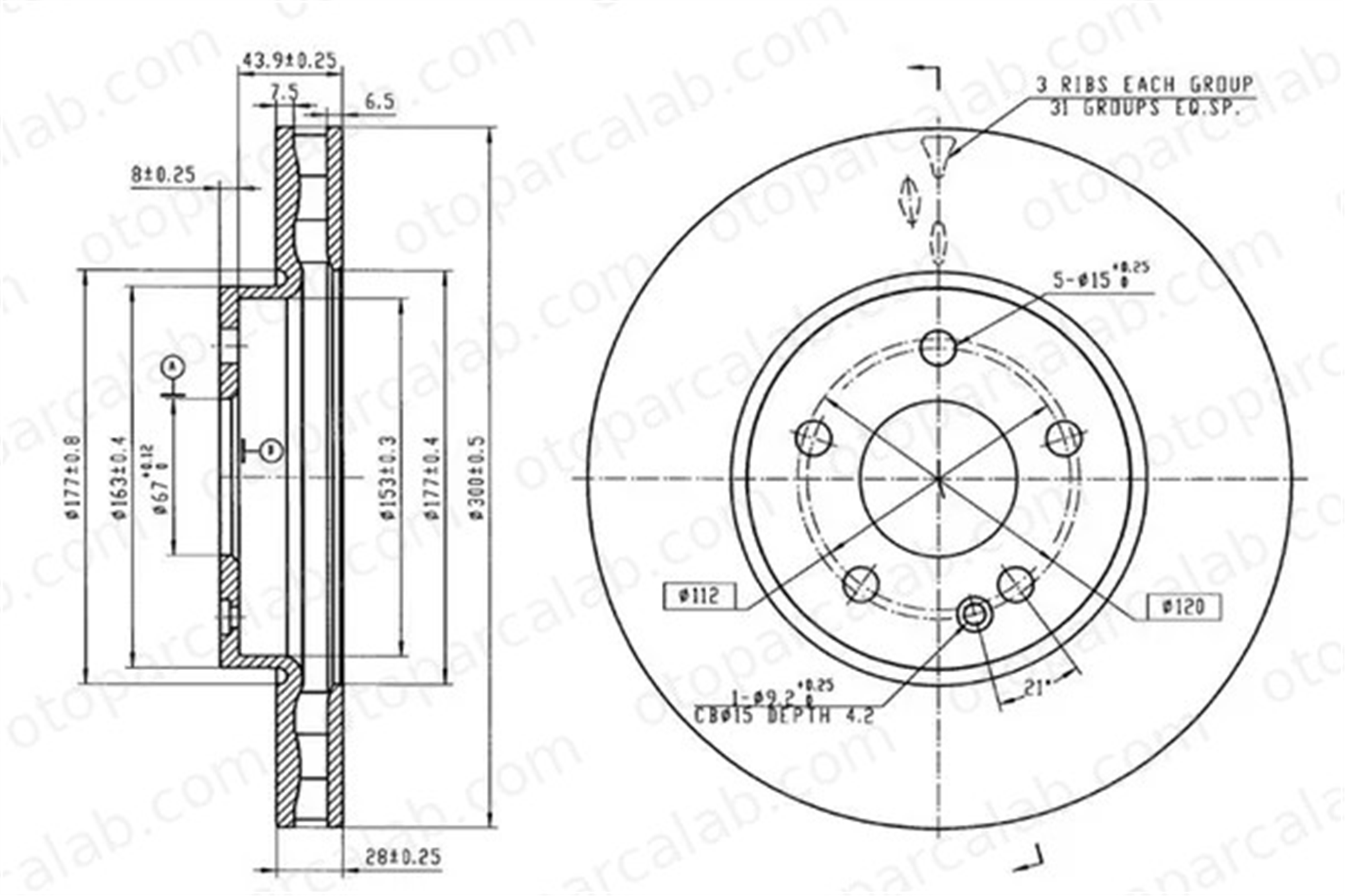MGA 50495 Fren Disk Ayna Ön Sağ ve Sol MERCEDES-BENZ VITO Mixto VITO Panelvan/Van 4474210312 A4474210312