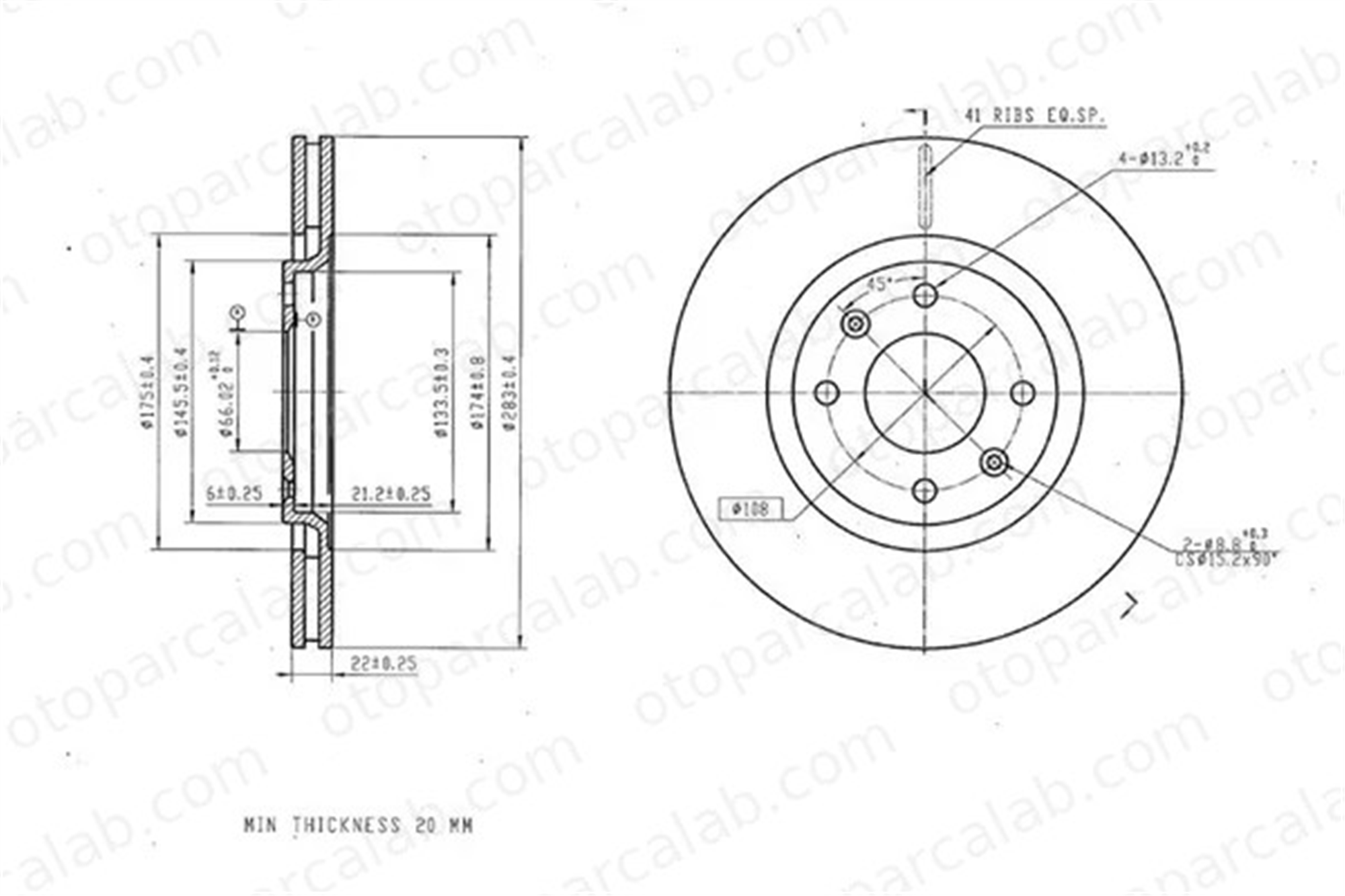 MGA 50496 Fren Disk Ayna Ön Sağ ve Sol CITROËN XANTIA XANTIA Break 4246V0 4246T9
