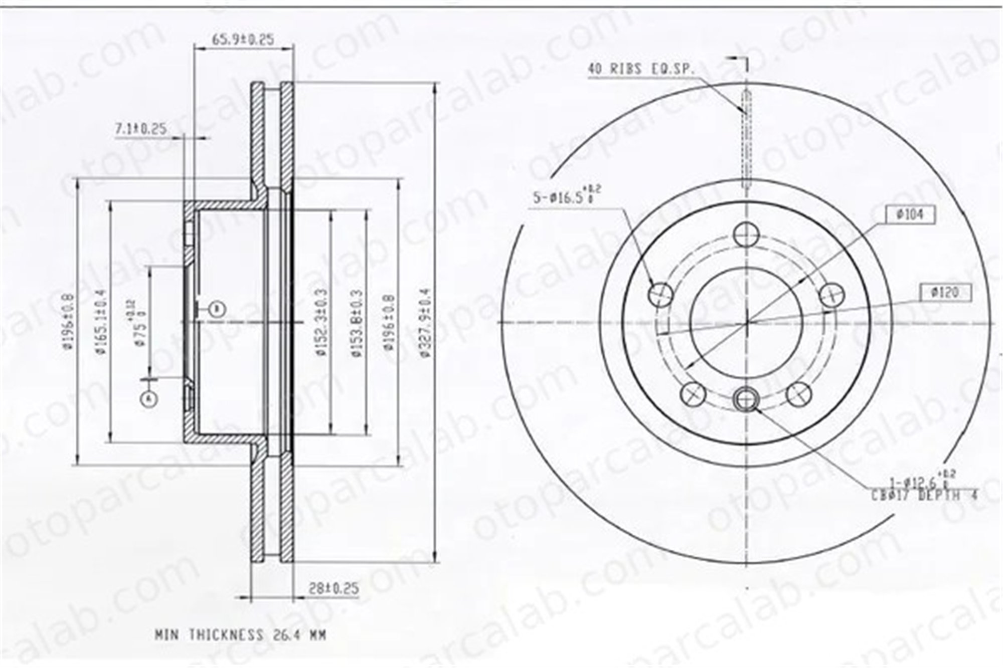 MGA 50559 Fren Disk Ayna Ön Sağ ve Sol BMW X3 X4 34106787490 34106879122