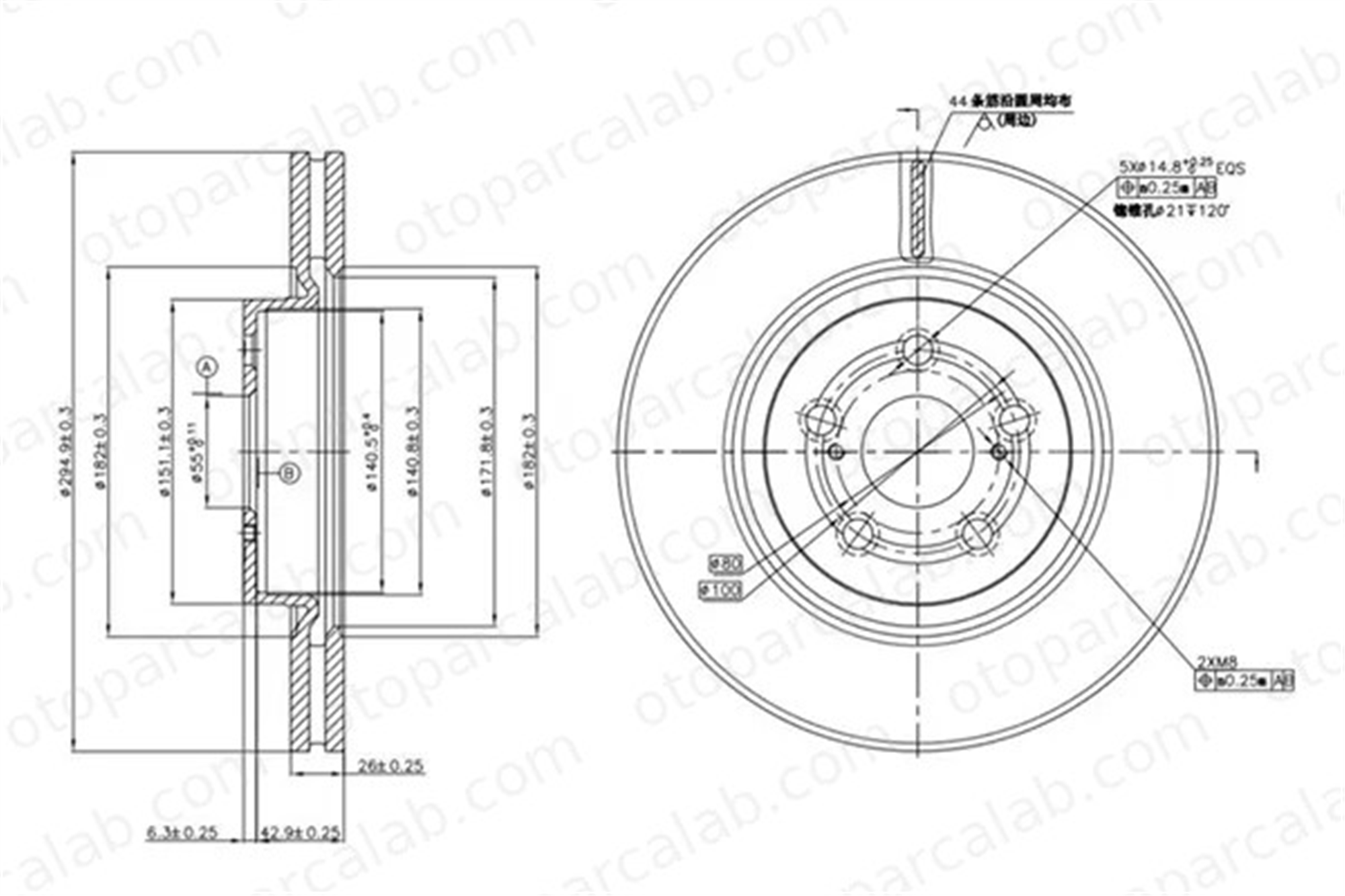 MGA 50577 Fren Disk Ayna Ön Sağ ve Sol TOYOTA AVENSIS AVENSIS Sedan 4351205070 43512YZZAB