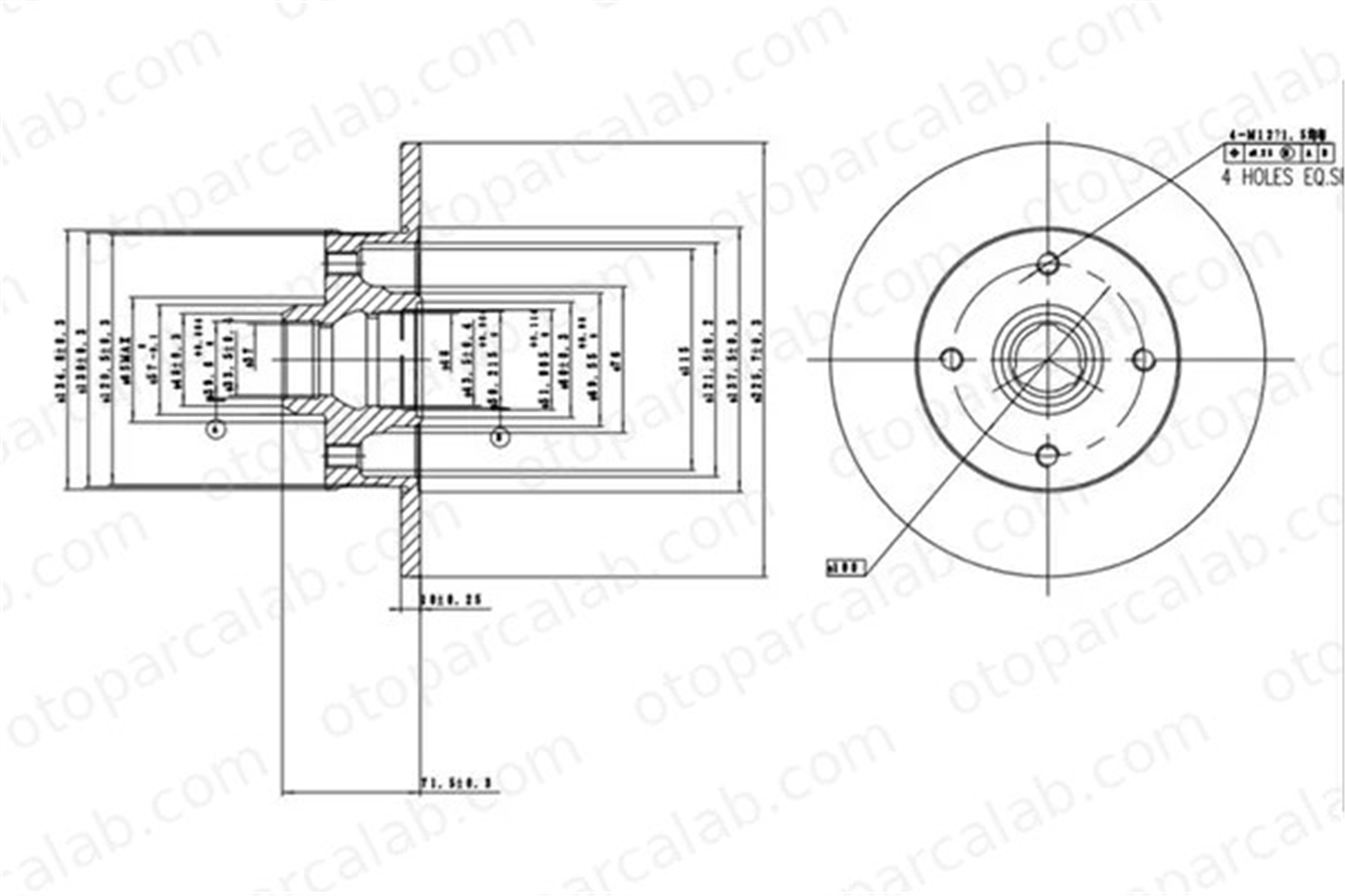 MGA 50584 Fren Disk Ayna Arka Sağ ve Sol VW GOLF II PASSAT B3/B4 Variant 6N0615601 191615601