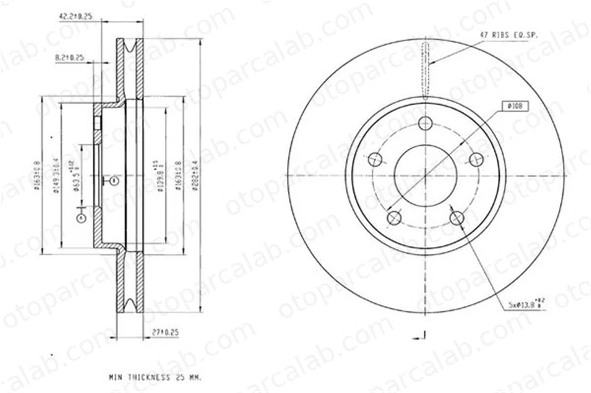 MGA 50594 Fren Disk Ayna Ön Sağ ve Sol FORD FOCUS IV FOCUS IV Turnier JX611125AEB 2208066