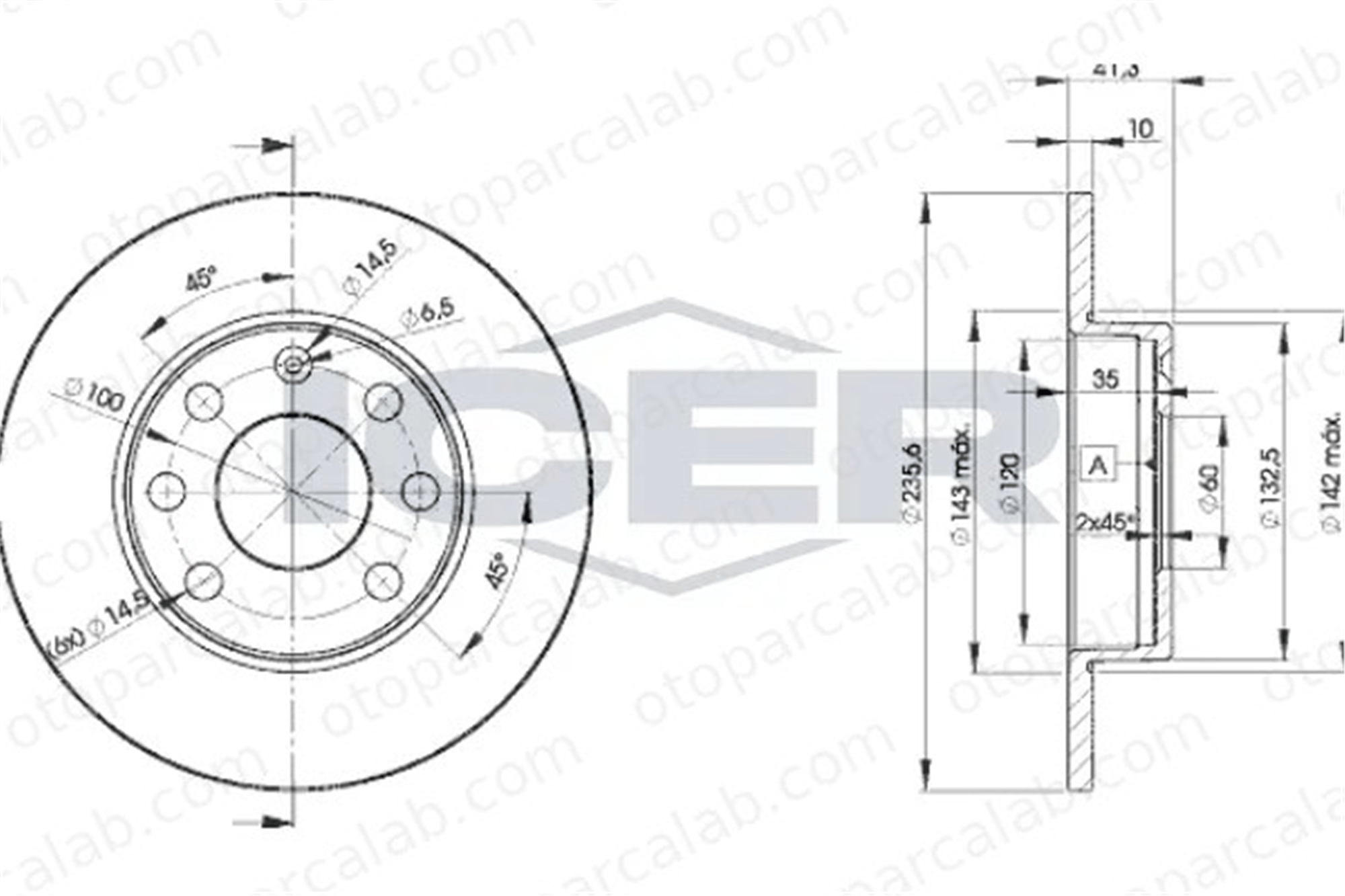MGA 50620 Fren Disk Ayna Ön Sağ ve Sol OPEL CORSA A Hatchback KADETT D 569028 90008003