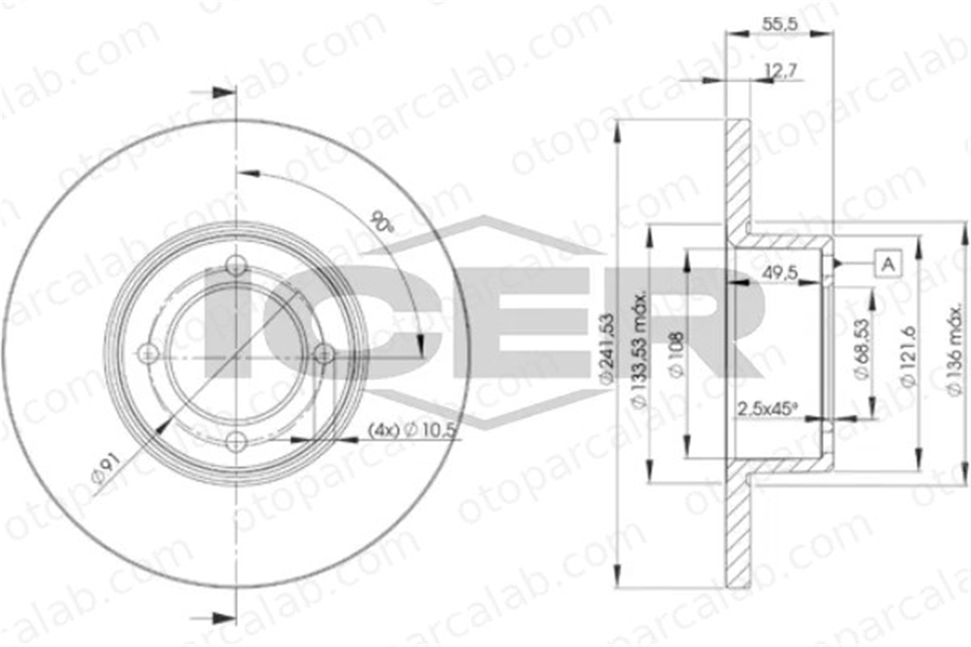 MGA 50633 Fren Disk Ayna Ön Sağ ve Sol OPEL MANTA B CC REKORD E 569015 569026