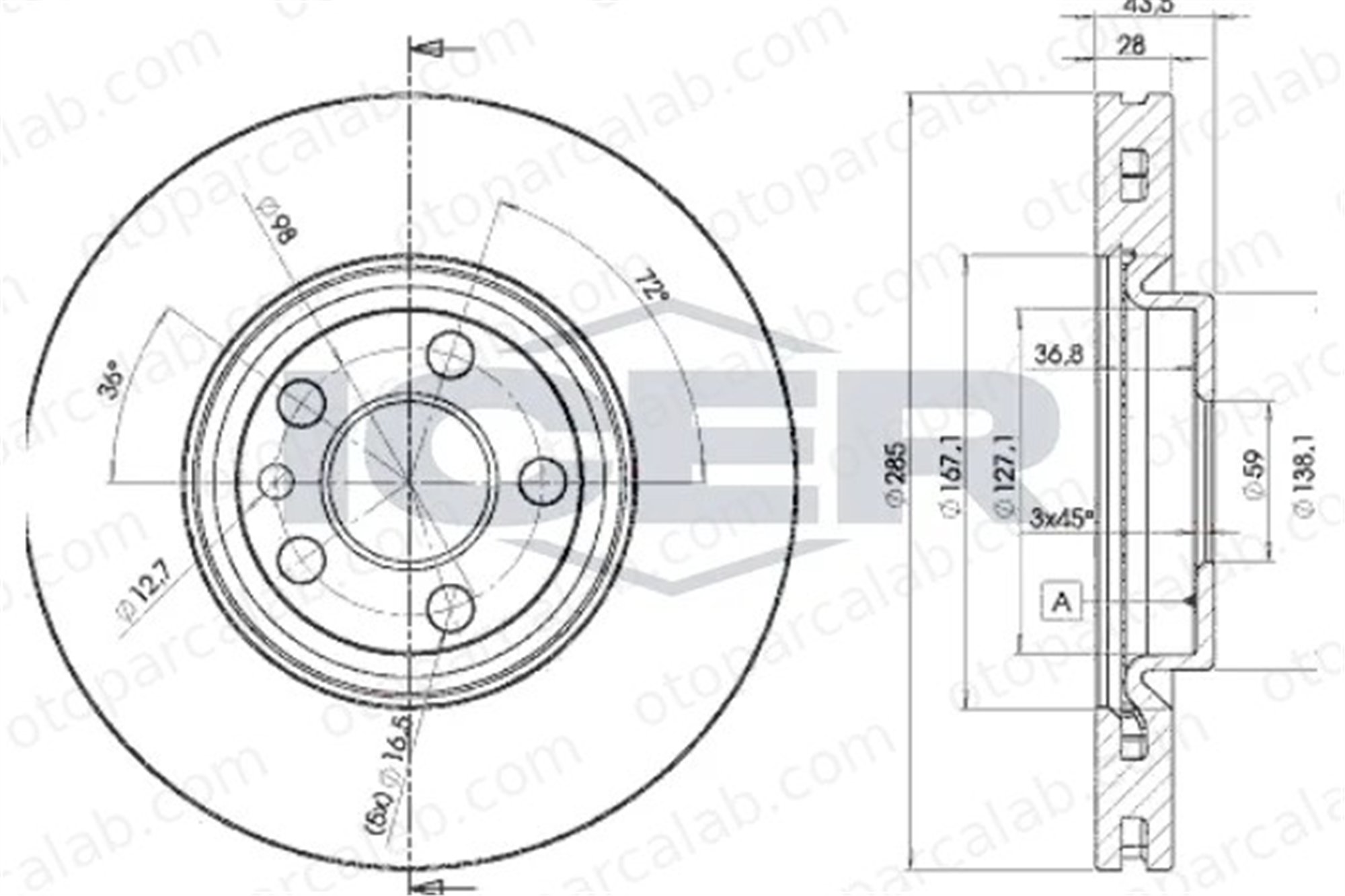 MGA 50688 Fren Disk Ayna Ön Sağ ve Sol CITROËN C8 FIAT ULYSSE 4246P2 1325772080