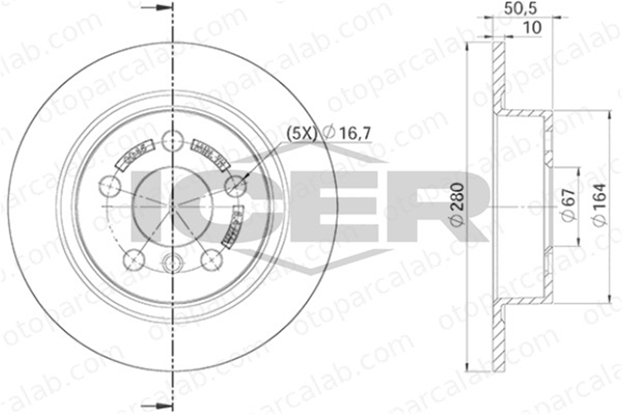 MGA 50779 Fren Disk Ayna Arka Sağ ve Sol MINI MINI COUNTRYMAN BMW 2 Active Tourer 34216799367