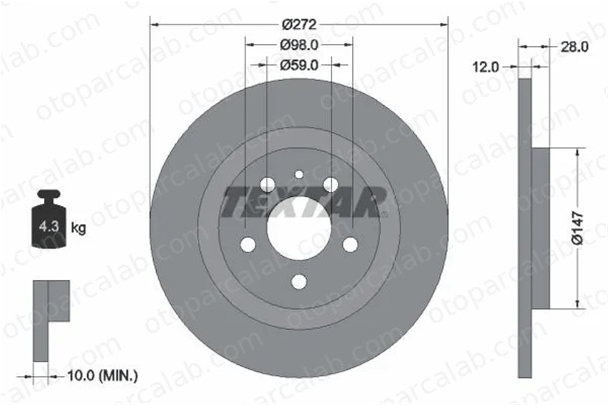 MGA 50892 Fren Disk Ayna Arka Sağ ve Sol CITROËN C8 FIAT ULYSSE E169153 4246P4