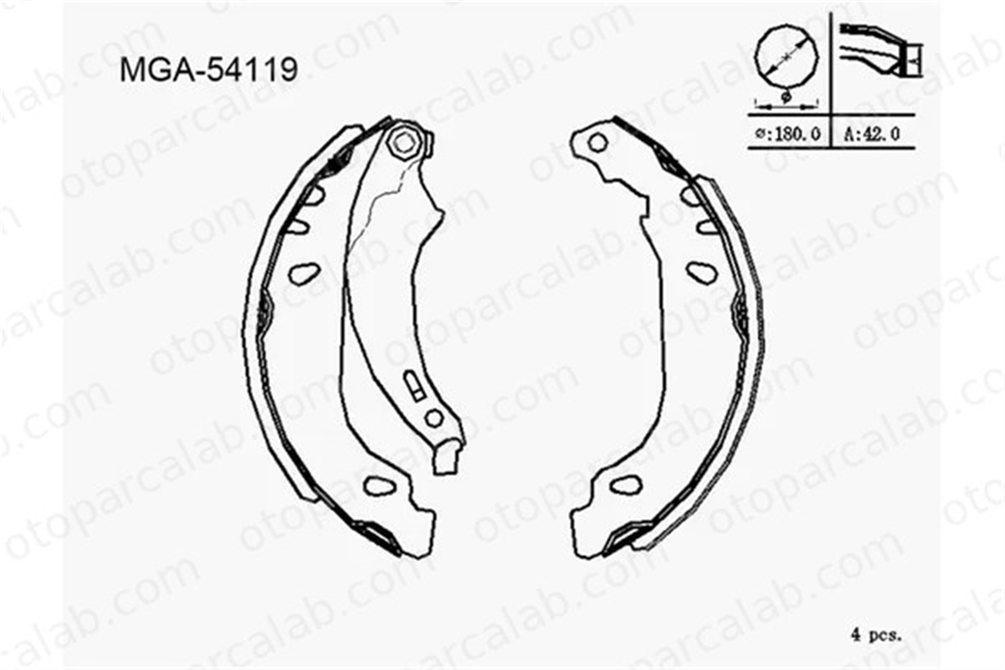 MGA 54119 Fren Pabuçlu Balata Arka RENAULT CLIO II DACIA LOGAN 7701205758