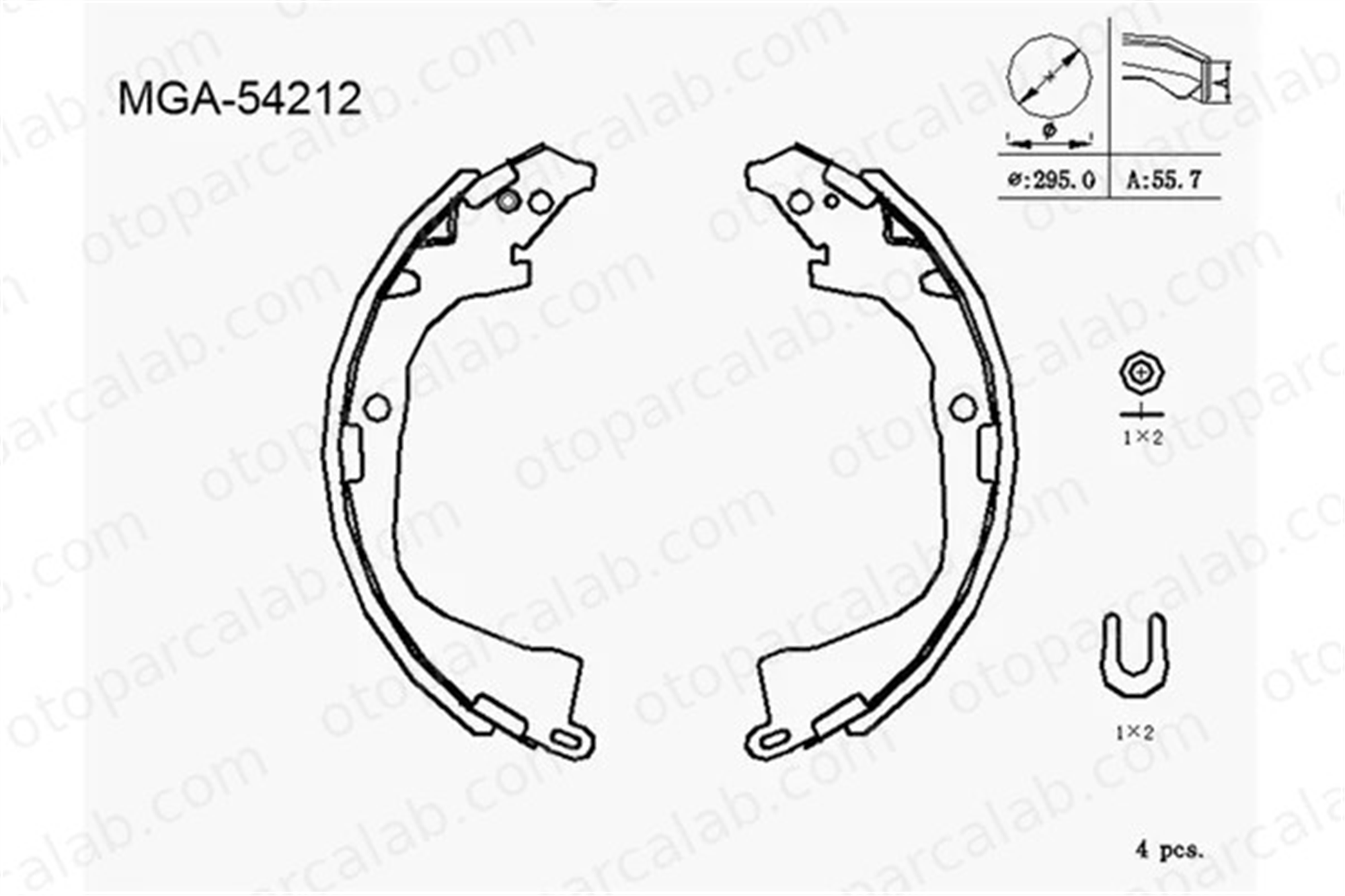 MGA 54212 Fren Pabuçlu Balata Arka VW AMAROK AMAROK Platform şasi 2H0698525