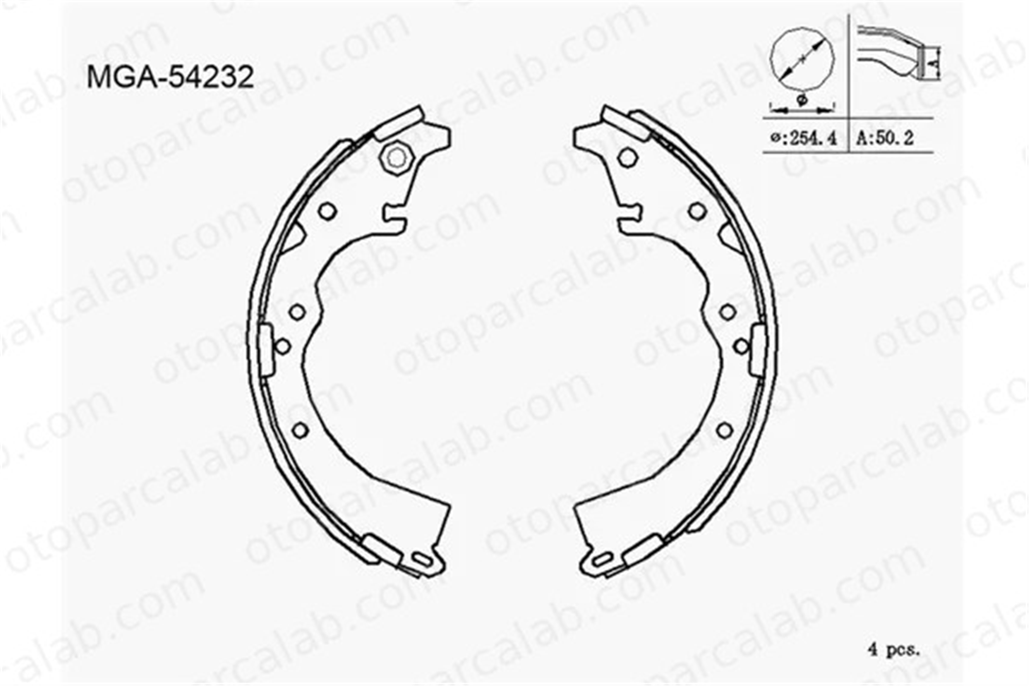 MGA 54232 Fren Pabuçlu Balata Arka TOYOTA LAND CRUISER HIACE III Panelvan/Van 449730060 449526091