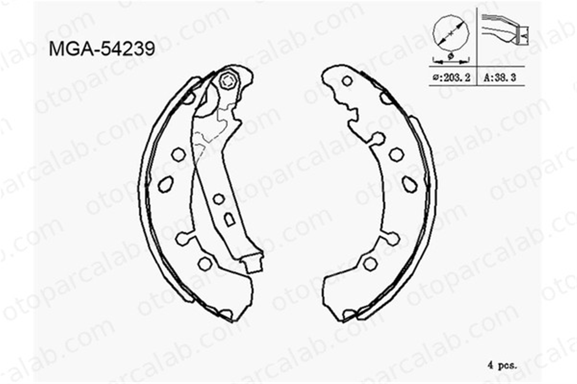 MGA 54239 Fren Pabuçlu Balata Arka TOYOTA YARIS DAIHATSU CHARADE VIII 44950D040 04495-0D040