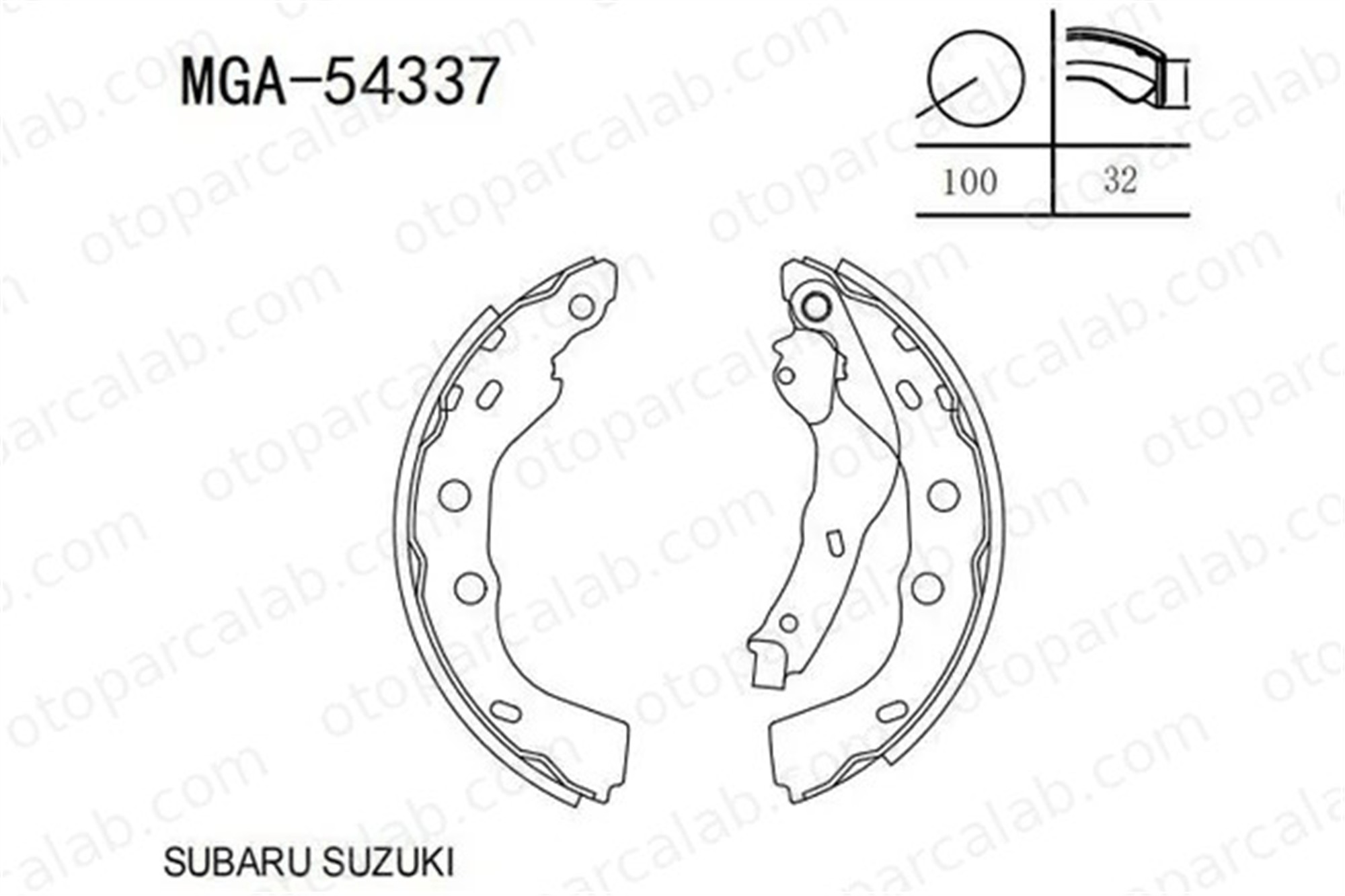 MGA 54337 Fren Pabuçlu Balata Arka SUZUKI SWIFT II Hatchback SUBARU JUSTY II 53200 80EC0