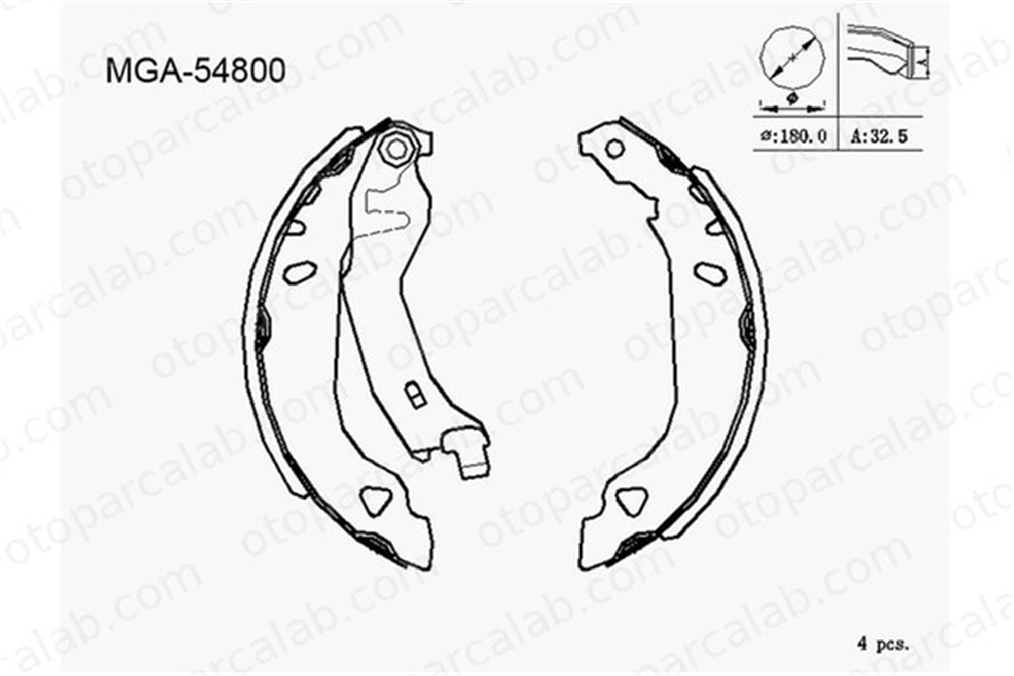 MGA 54800 Fren Pabuçlu Balata Arka FIAT TIPO TEMPRA 5890500 0005890500