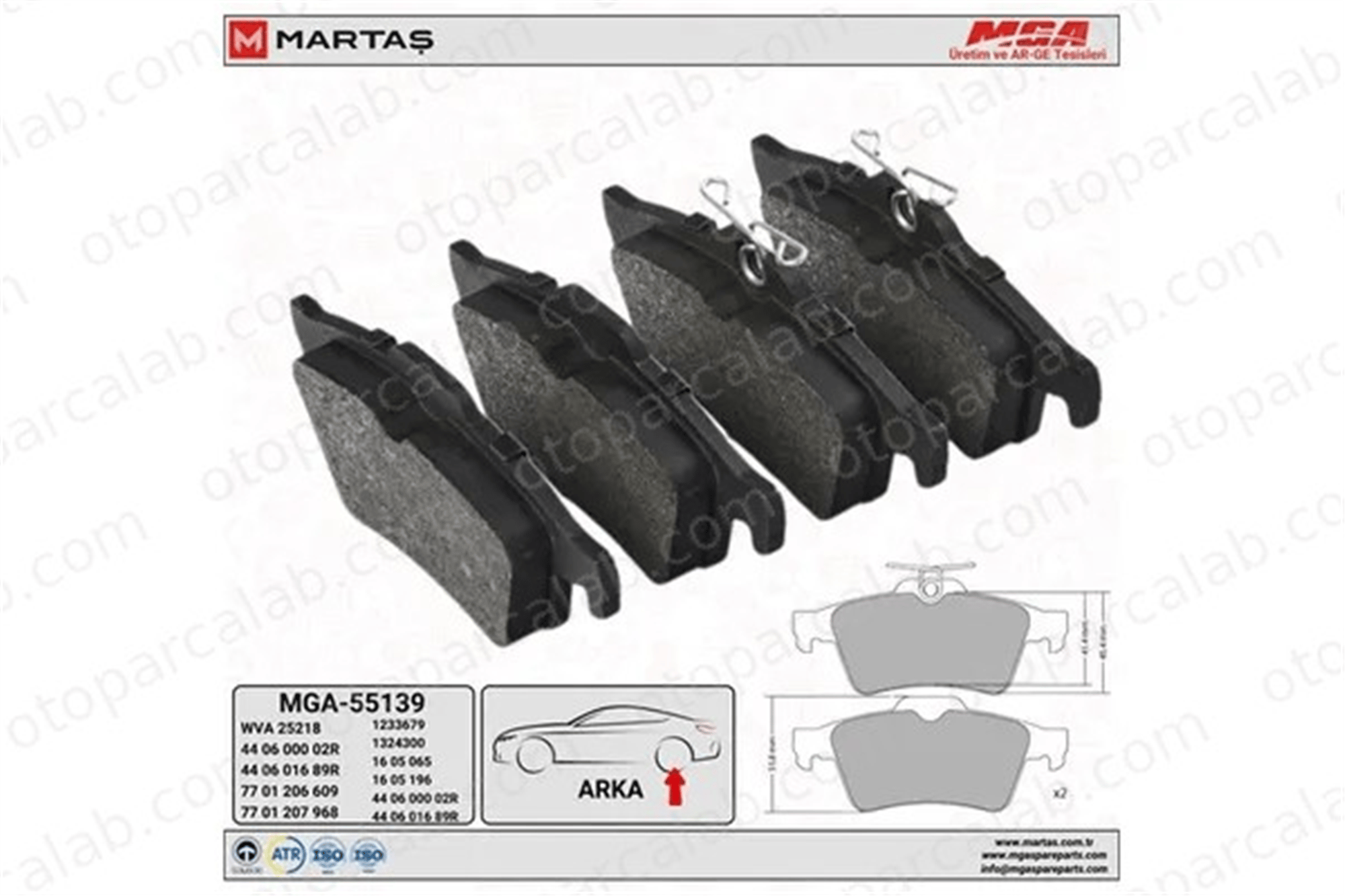 MGA 55139 Fren Disk Balata Arka SAAB 9-3 Station wagon 9-3 3M512M008AA 1647876080